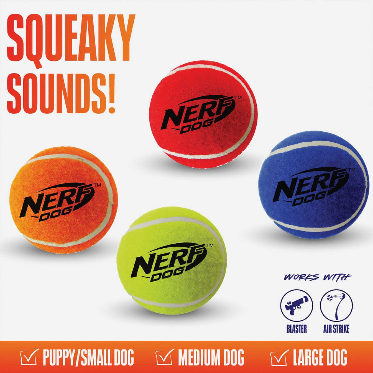 Nerf Dog 2.5 In. Squeak Tennis Ball (4-Pack) Image 2
