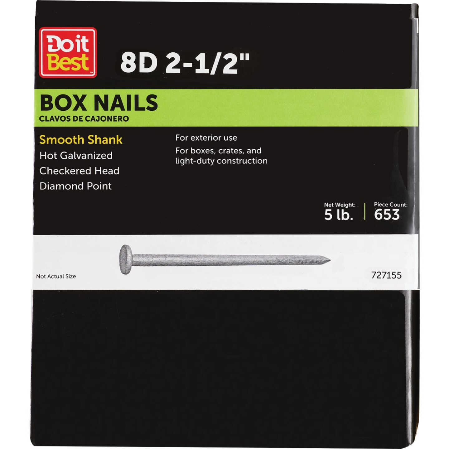 Do it 8d x 2-1/2 In. 11-1/2 ga Hot Galvanized Box Nails (725-Count, 5 Lb.) Image 1