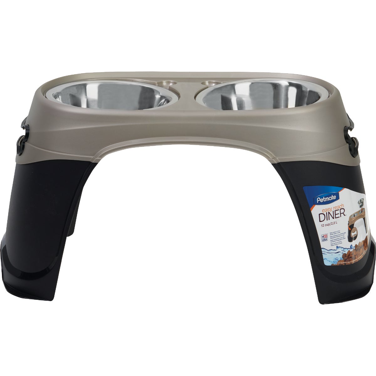 Petmate Easy Reach Diner Oval Extra Large Elevated Pet Food Dish Image 3