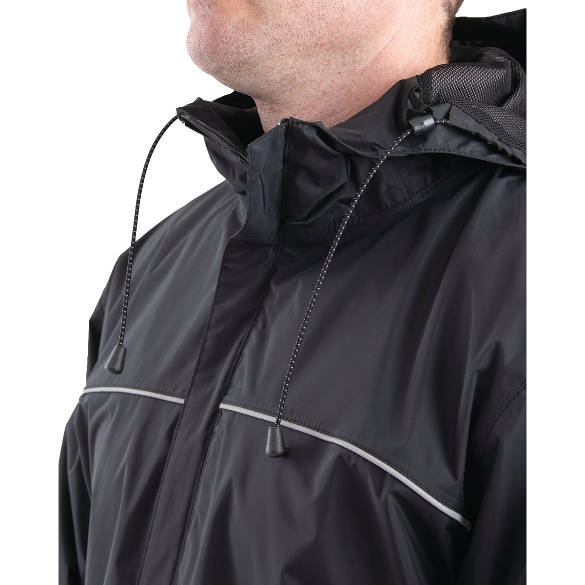 Berne Coastline Men's Large Black Lightweight Hooded Rain Jacket Image 2