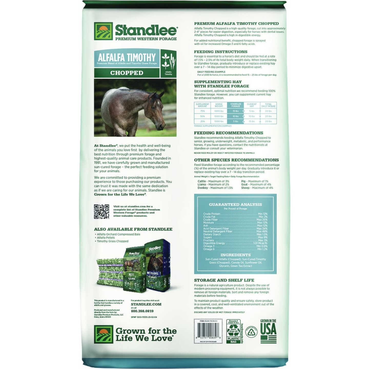 Standlee Premium Western Forage 35 Lb. Alfalfa Timothy Chopped Forage Image 2