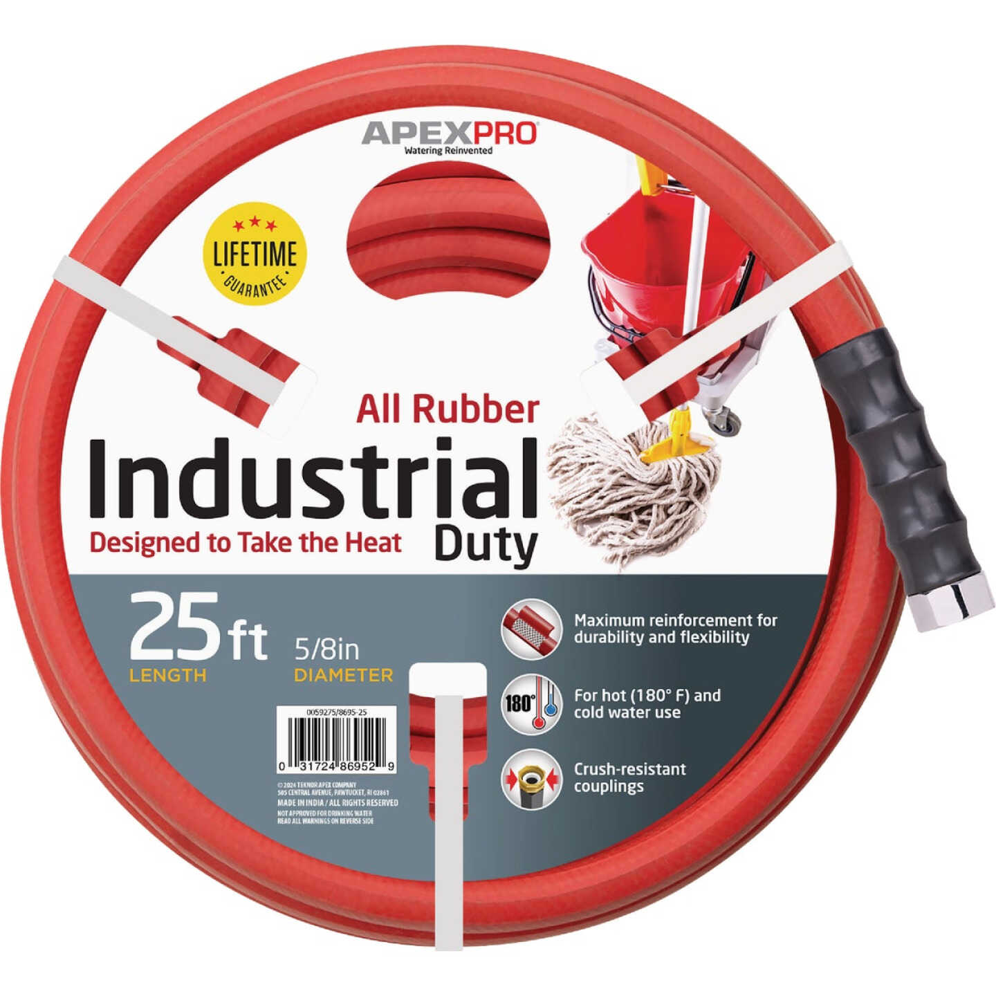 Apex PRO 5/8 In. Dia. x 25 Ft. Red Rubber Hot Water Garden Hose Image 1