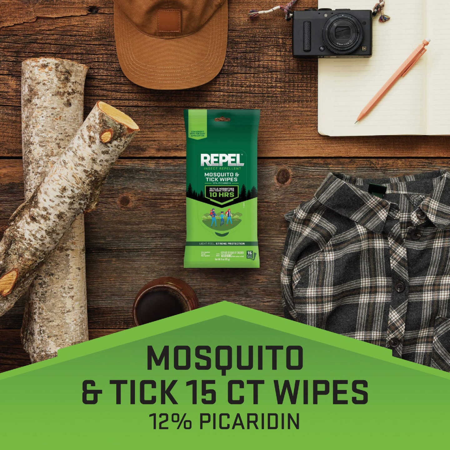 Repel Mosquito & Tick Repellent Wipes (15-Pack) Image 2