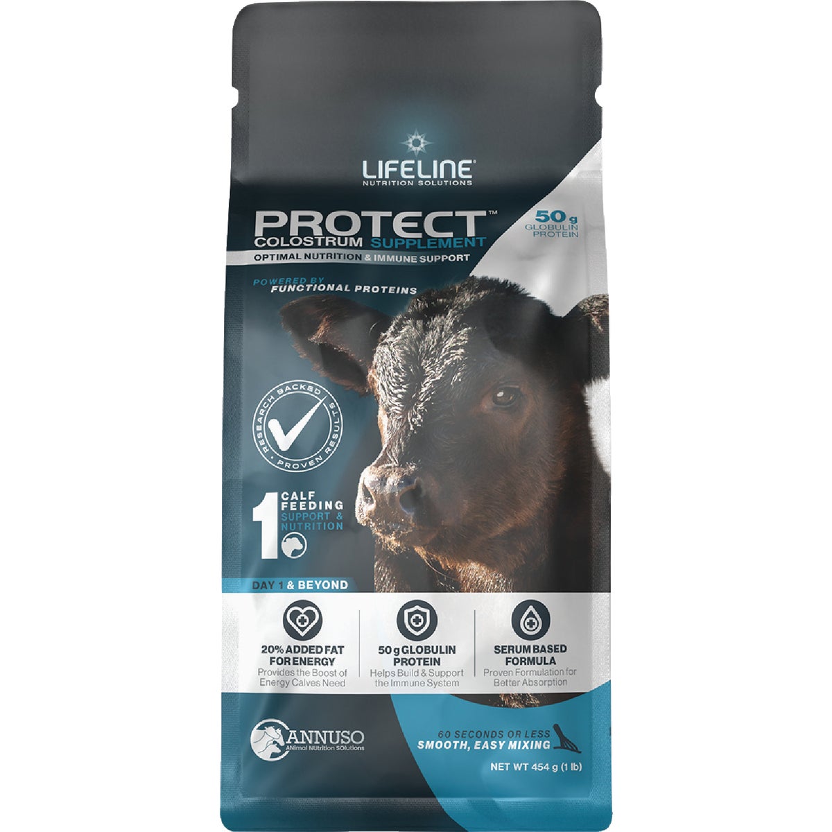 LifeLine Protect 1 Lb. 50G Globulin Protein Colostrum Supplement for Calves