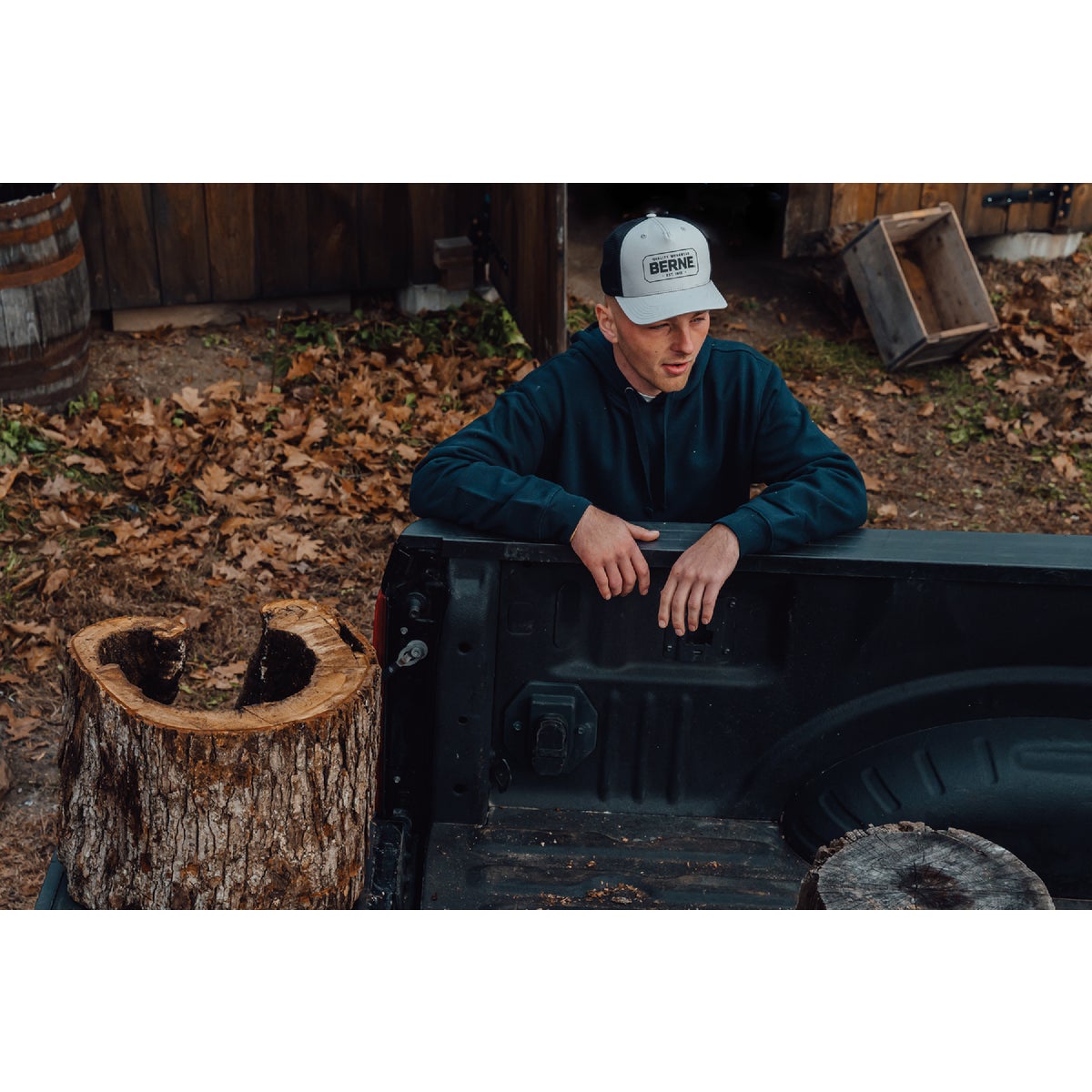 Berne Gray Badge Logo Trucker Cap Image 5