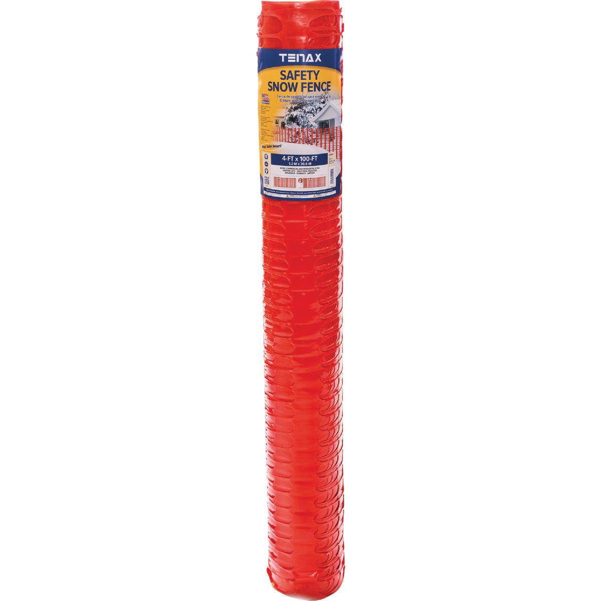 Tenax Saf-T-Sno 4 Ft. H. x 100 Ft. L. Polyethylene Snow Safety Fence, Orange Image 1