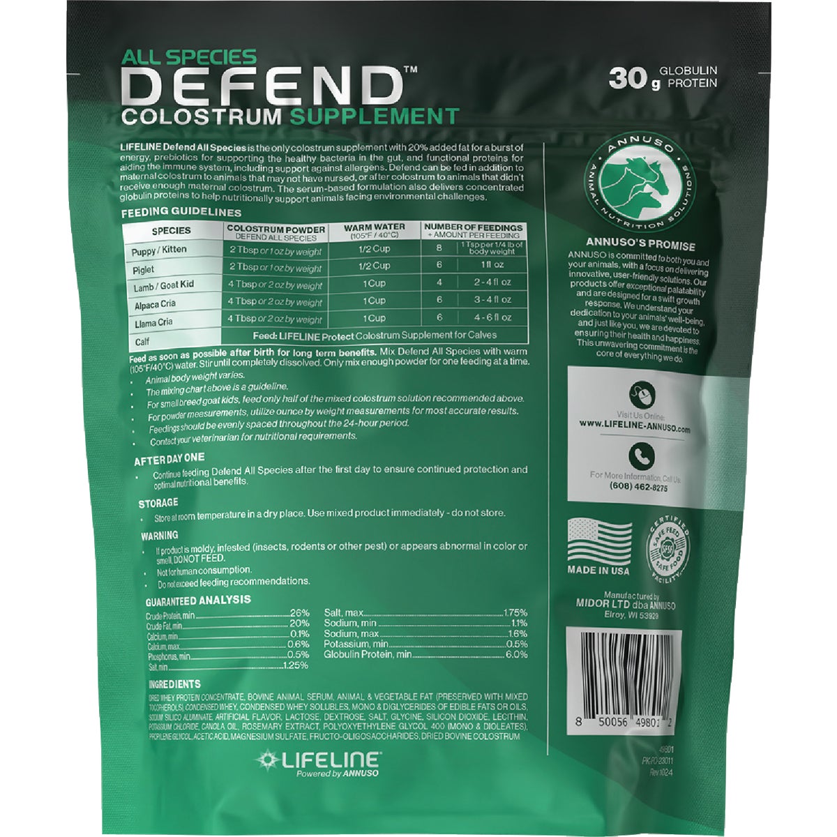 LifeLine Defend 1 Lb. 30G Globulin Protein All Species Colostrum Supplement Image 2