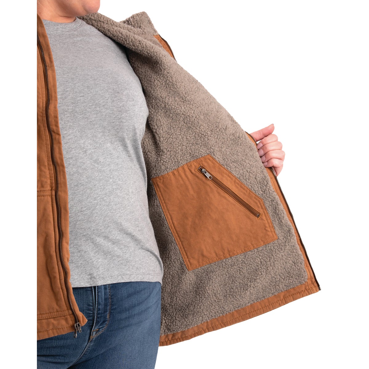 Berne Softstone Women's 2XL Brown Duck Sherpa-Lined Vest Image 5