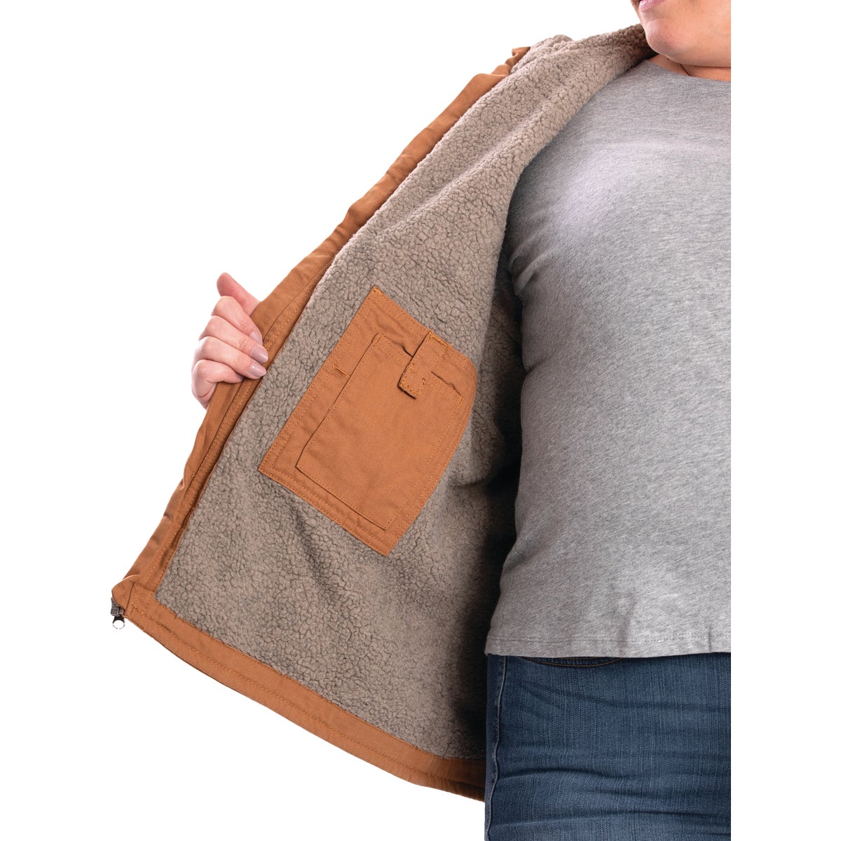 Berne Softstone Women's 2XL Brown Duck Sherpa-Lined Vest Image 6