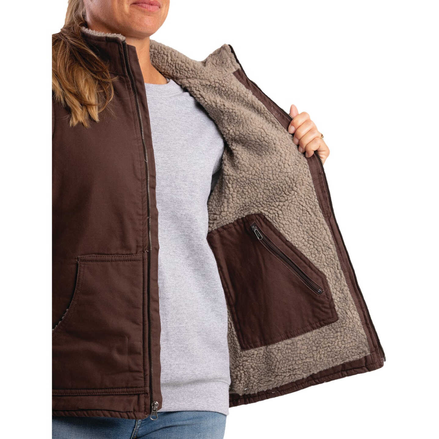 Berne Softstone Women's Small Tuscan Sherpa-Lined Vest Image 6