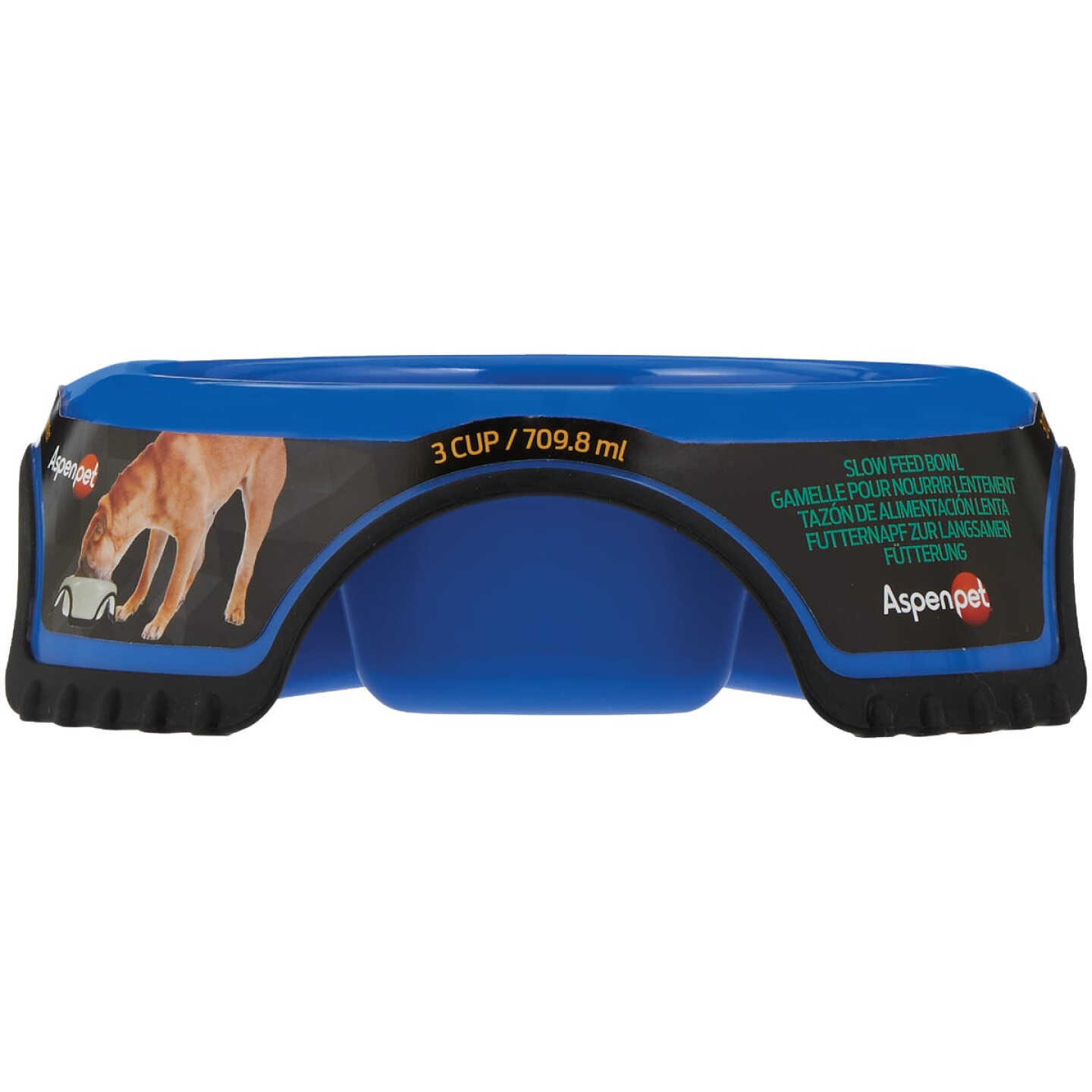 Aspen Pet Skid Stop Plastic Round Large Slow Feed Pet Food Bowl Image 2