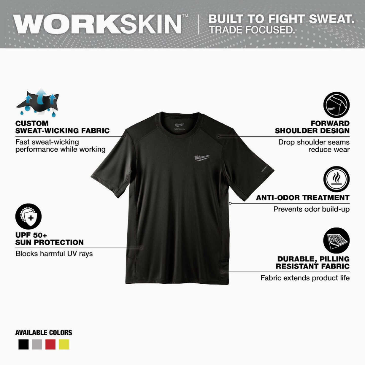 Milwaukee WorkSkin Men's Large Black Short Sleeve Lightweight Performance Shirt Image 2
