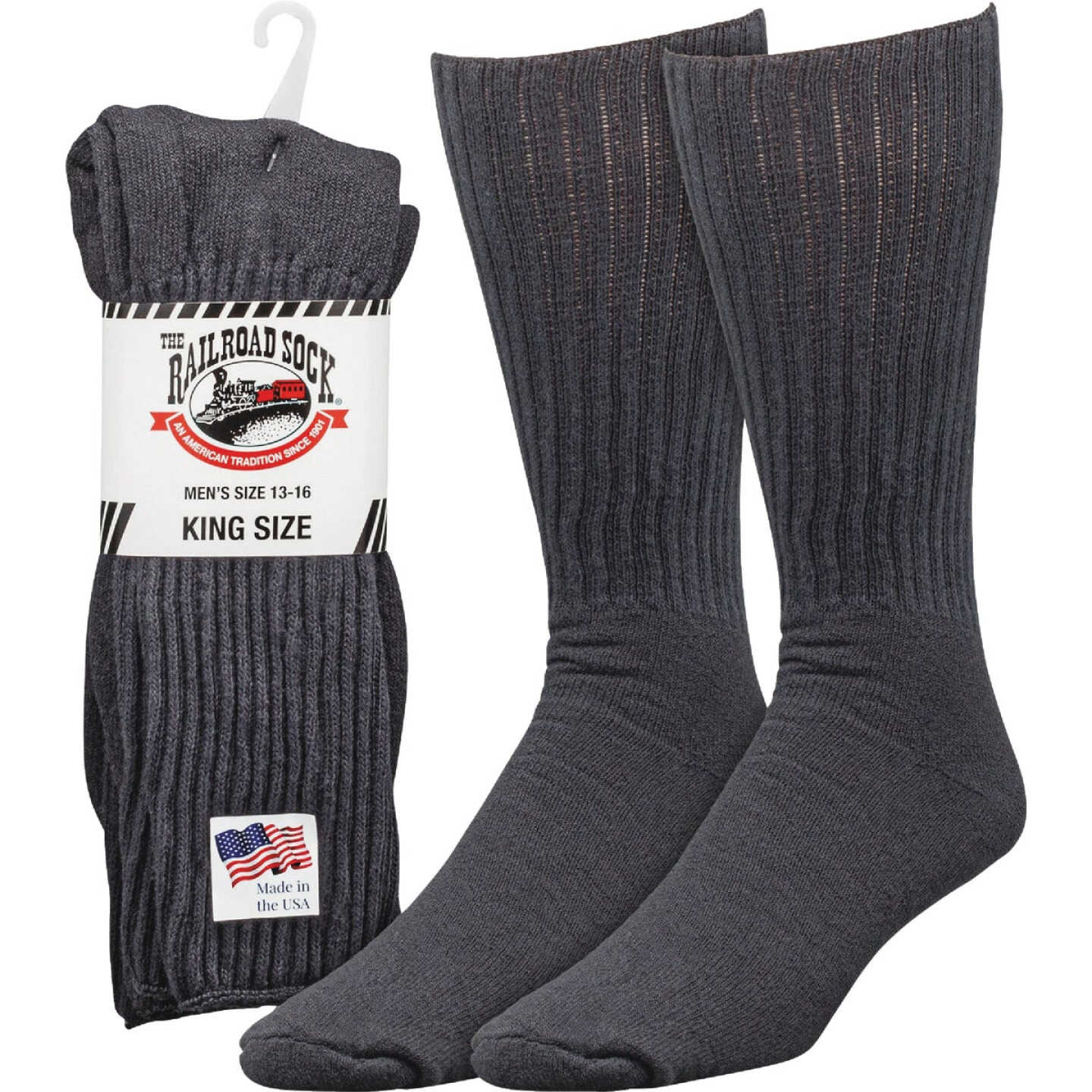 Railroad Sock King Size Black Crew Sock (2-Pack) Image 2