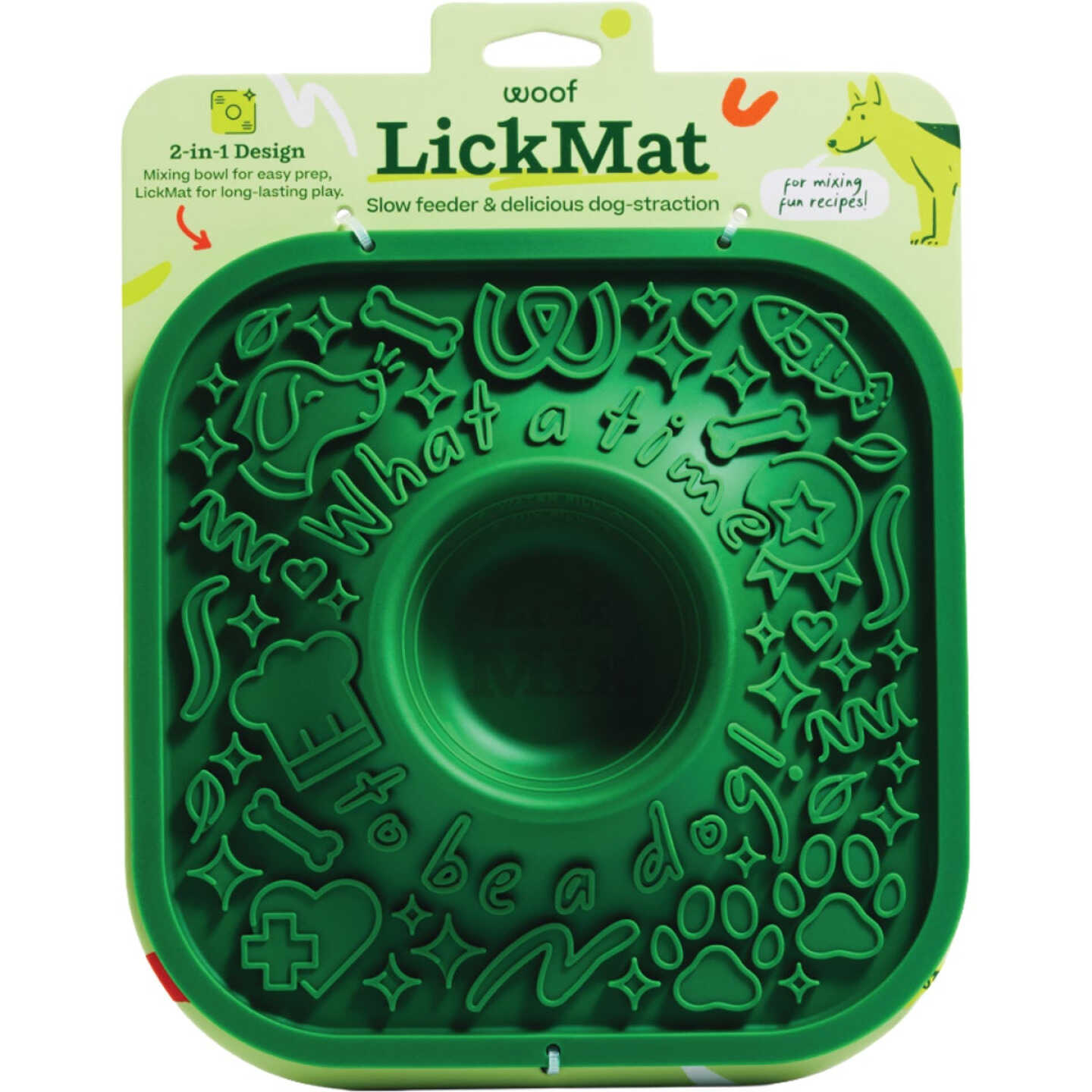 Woof Lick Mat Green Slow Dog Feeder Image 1