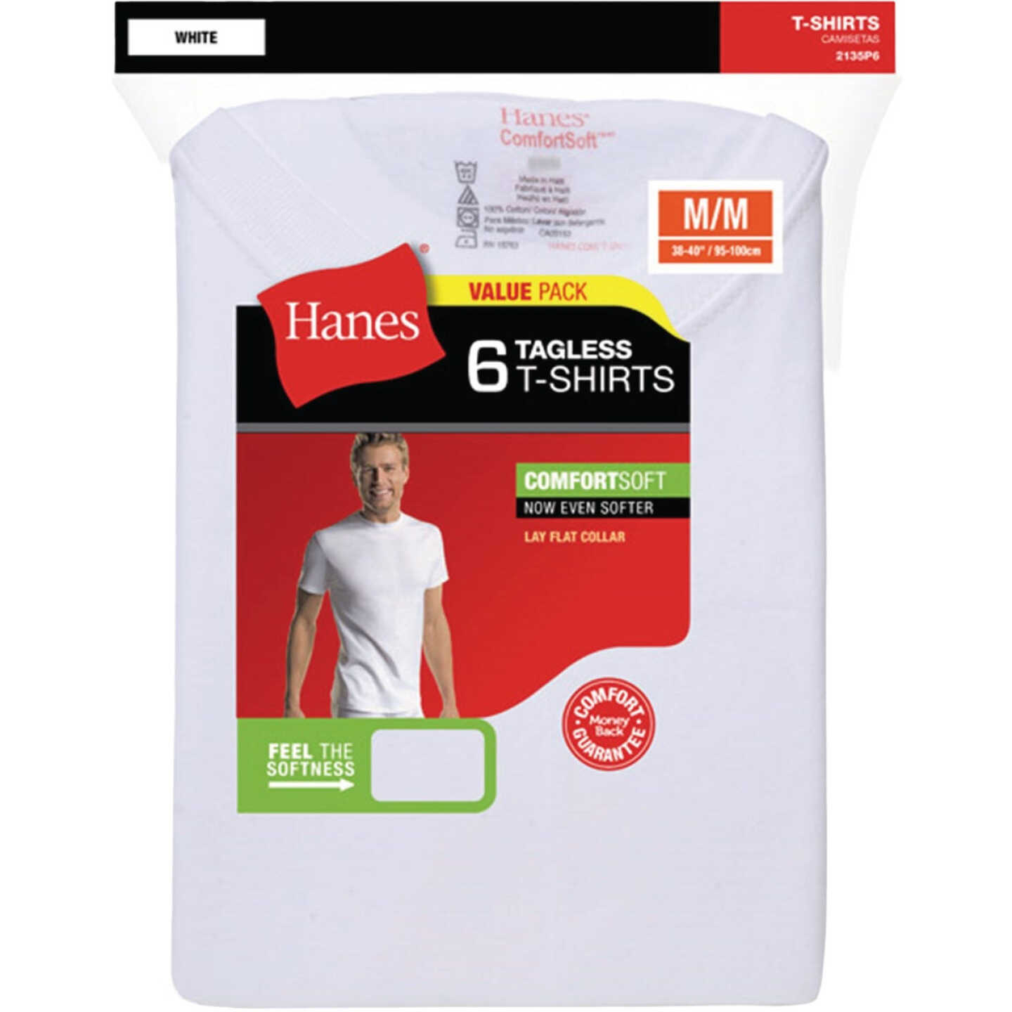 Hanes 2XL White Cotton Crew T-Shirt (6-Pack) Image 1
