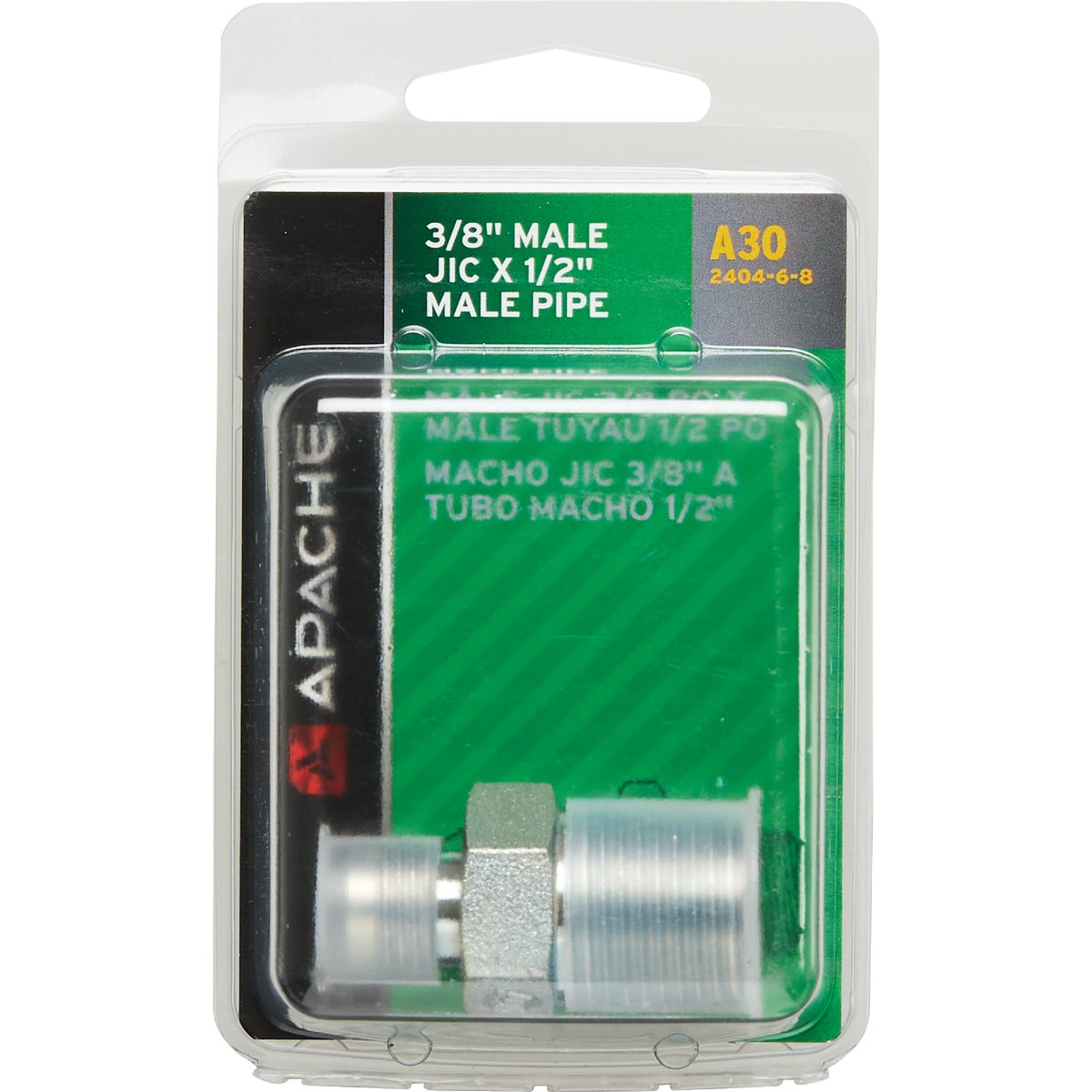 Apache 3/8 In. Male JIC x 1/2 In. Male Pipe Straight Hydraulic Hose Adapter Image 2