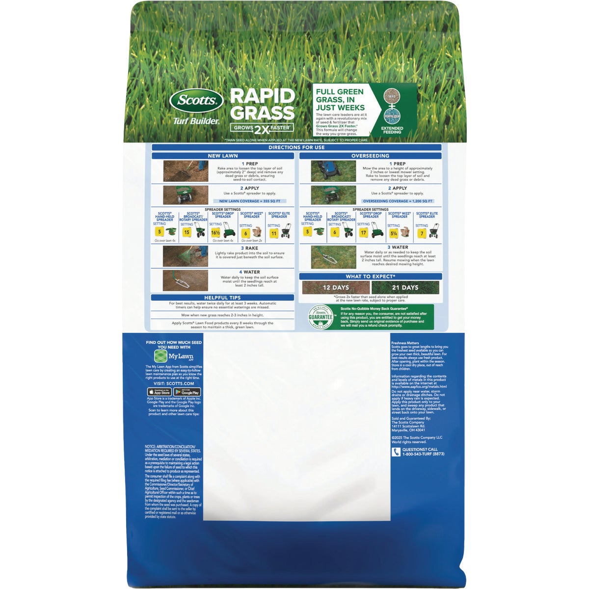 Scotts Turf Builder Rapid Grass 2.4 Lb. 1200 Sq. Ft. Sun & Shade Mix Grass Seed & Fertilizer Combination Image 2