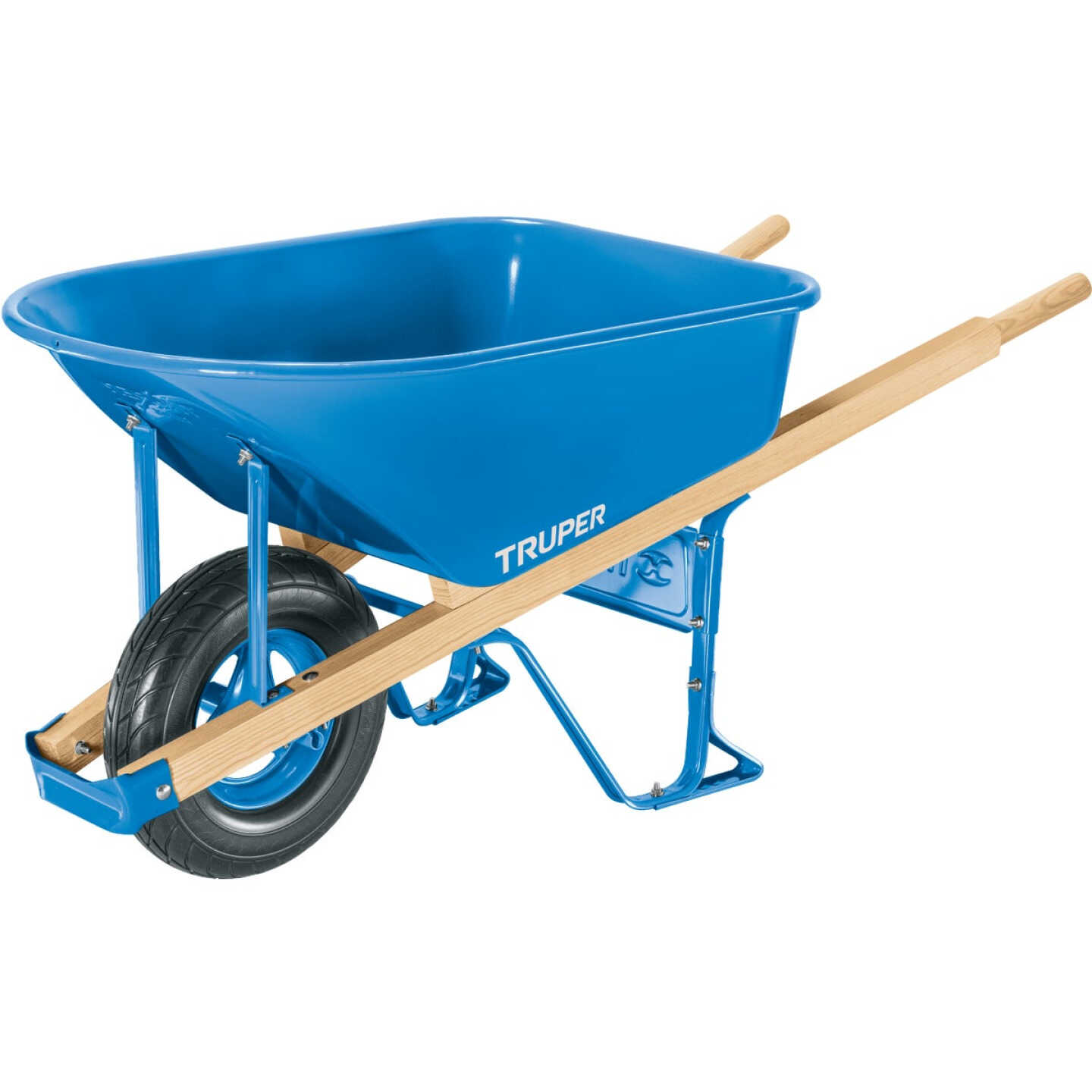 Truper 6 Cu. Ft. Steel Heavy Duty Wheelbarrow with Flat Free Tire Image 1