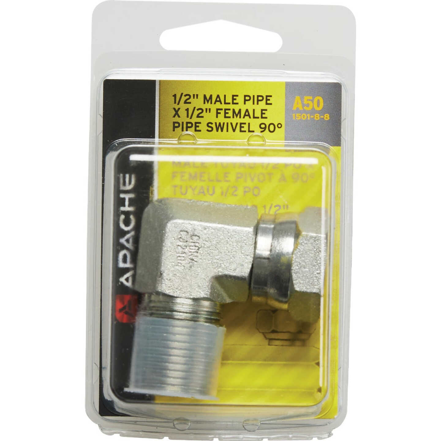 Apache 1/2 In. Male Pipe x 1/2 In. Female Pipe Swivel 90 Deg. Hydraulic Hose Adapter Image 2