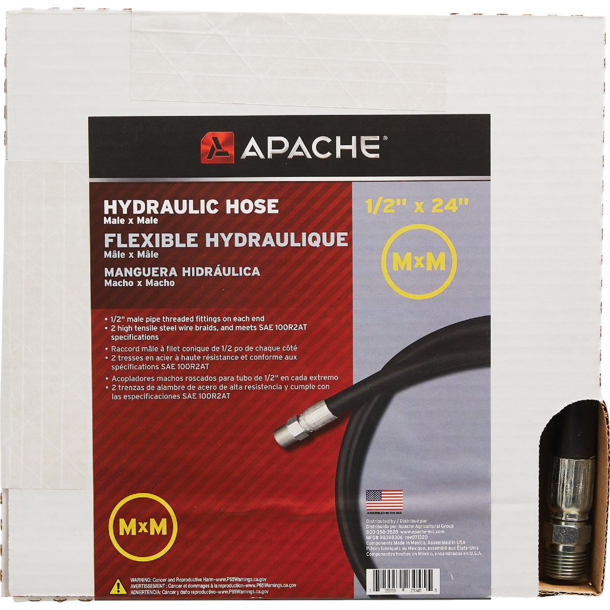 Apache 1/2 In. x 24 In. Male to Male Hydraulic Hose Image 2