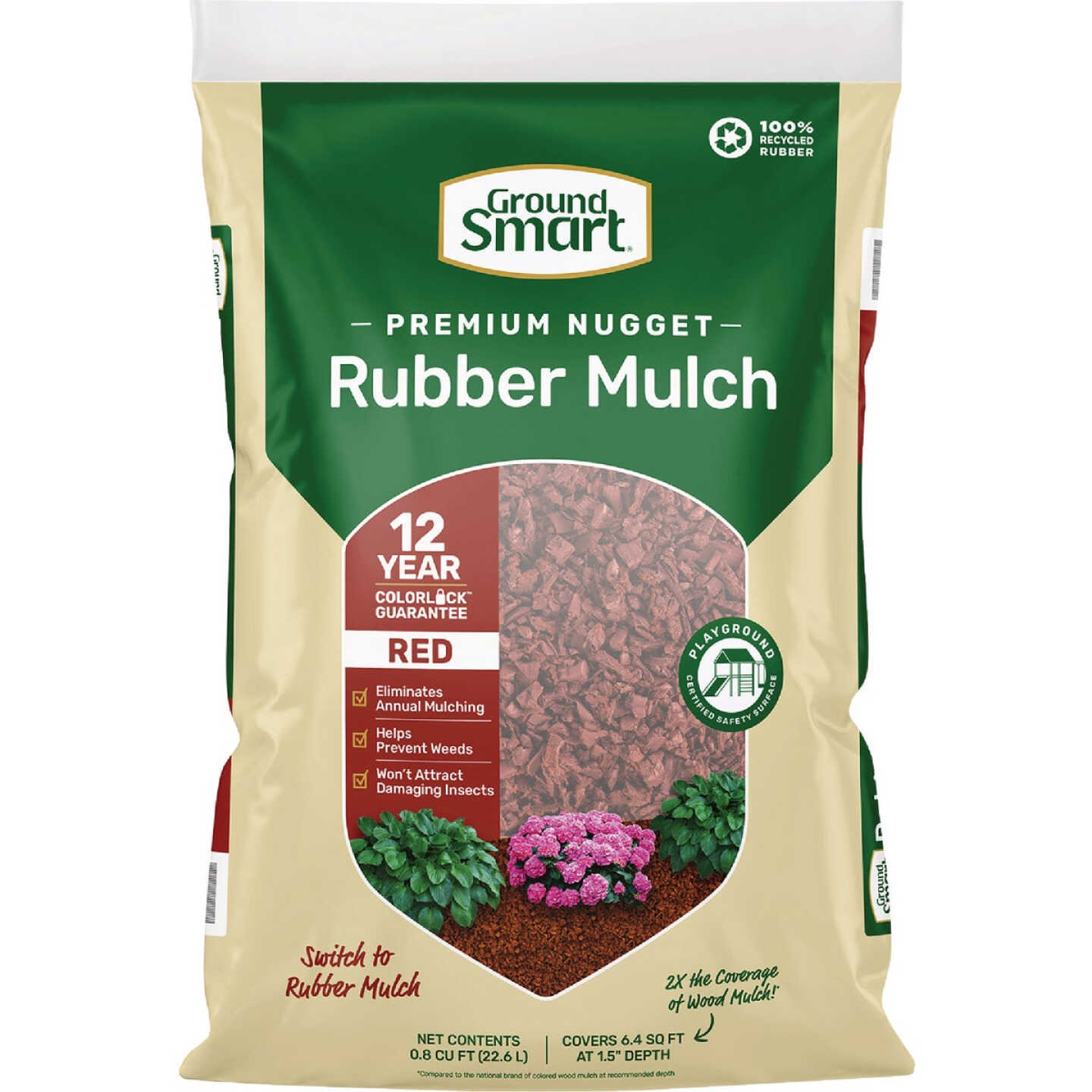 GroundSmart 0.8 Cu. Ft. Red Recycled Nugget Rubber Mulch Image 1