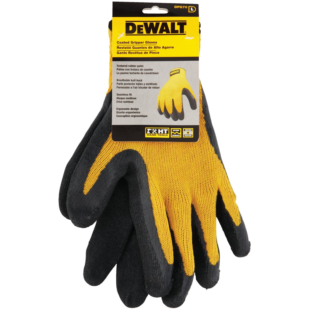 DEWALT Men's Large Gripper Rubber Coated Glove Image 2