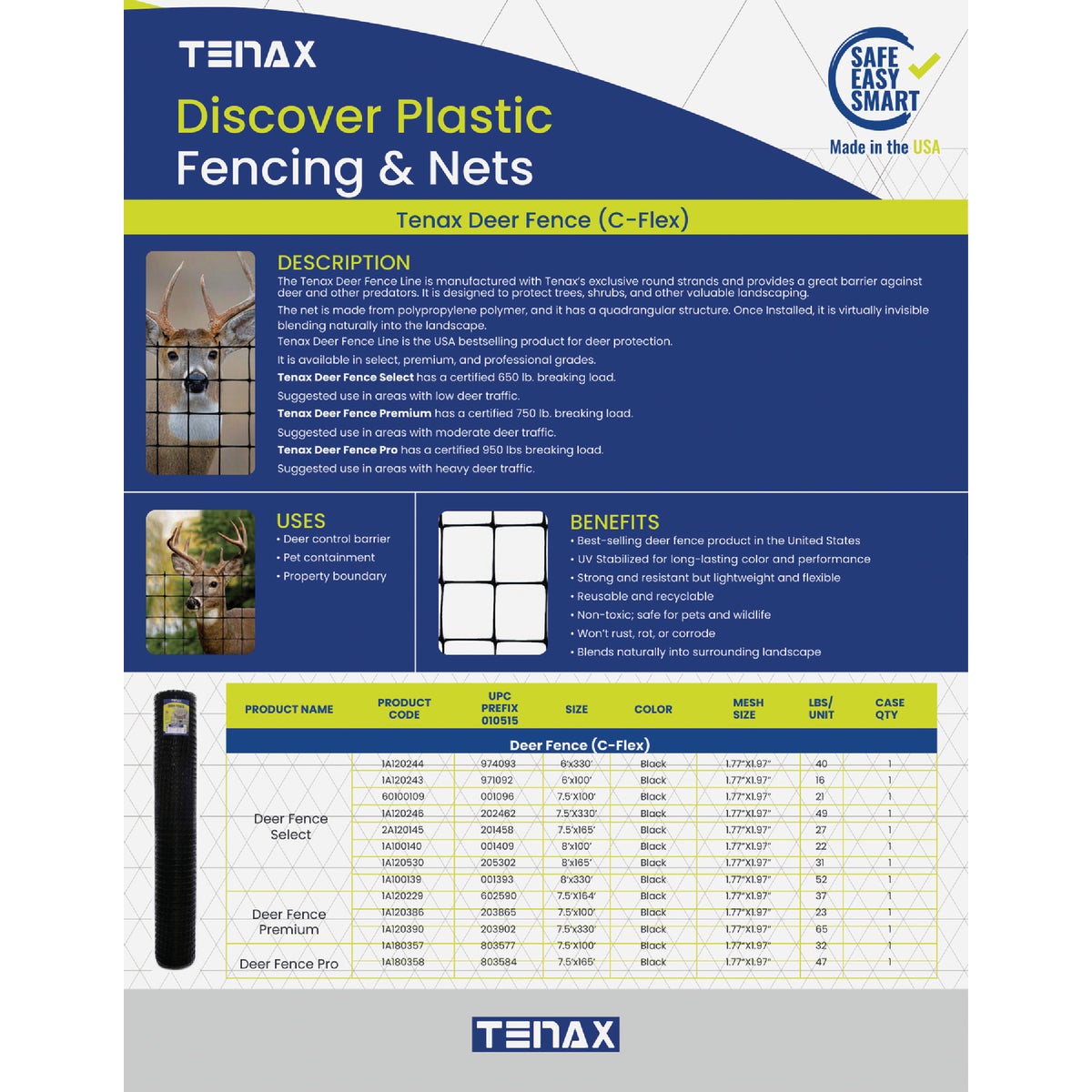 Tenax 7.5 Ft. H. x 100 Ft. L. Polypropylene Deer Fence, Black Image 5