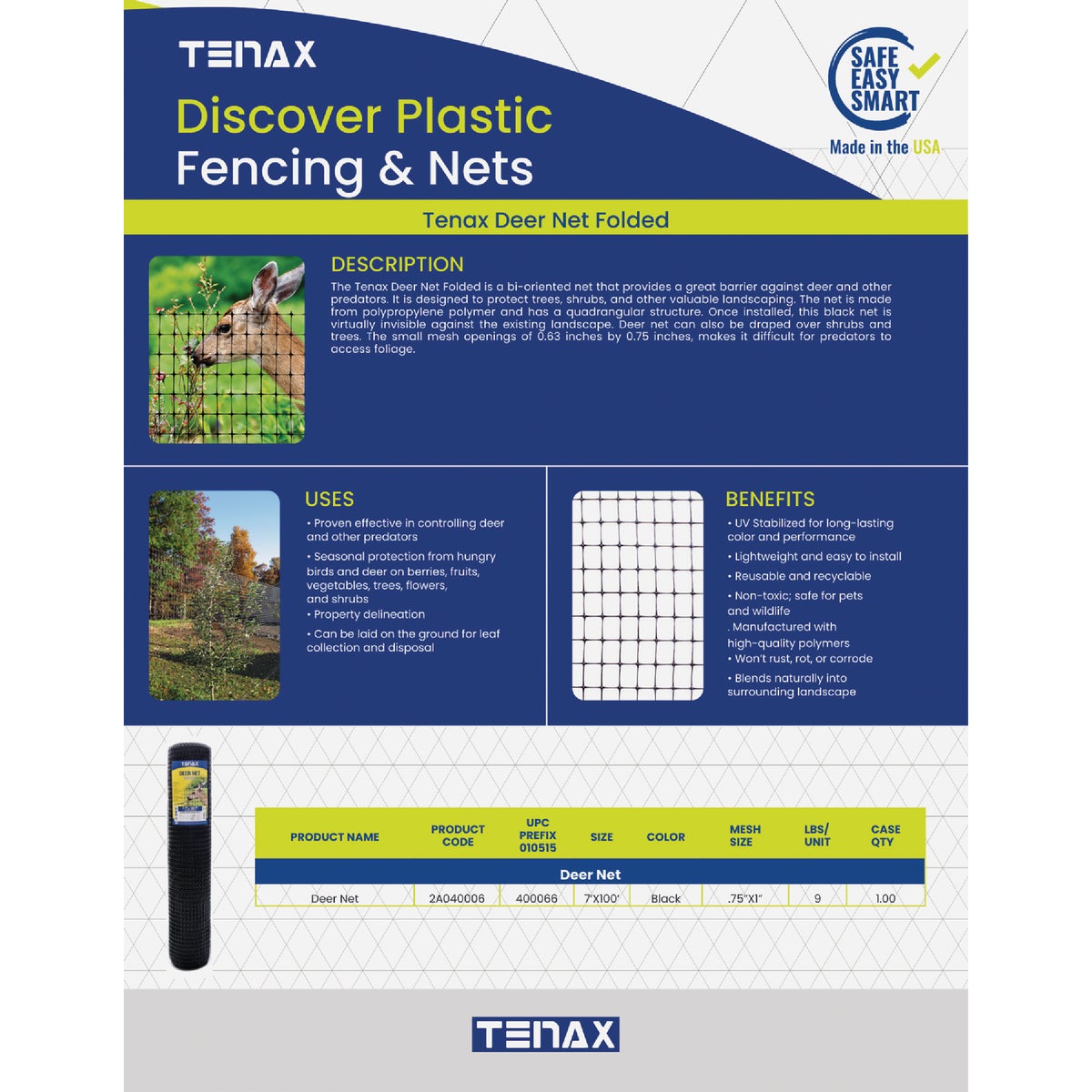 Tenax Deer Net 7 Ft. H. x 100 Ft. L. Polypropylene Deer Fence, Black Image 4