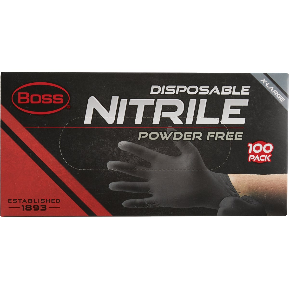 Boss XL Black Nitrile 4 Mil Disposable Gloves (100-Pack) Image 3