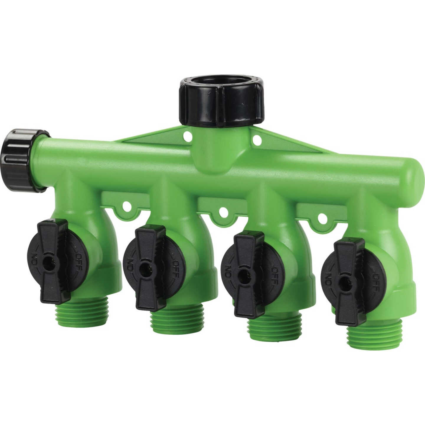 Green Thumb 4-Way Full Flow Poly Manifold Hose Shutoff Image 1