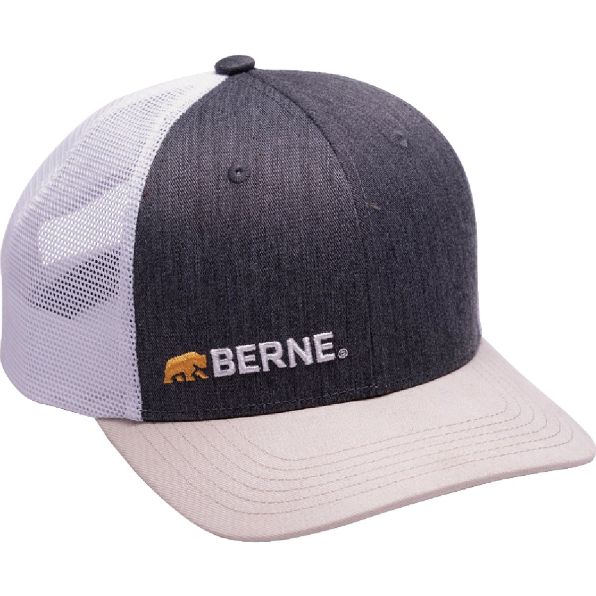 Berne Charcoal Heather Offset Logo Mesh-Back Cap
