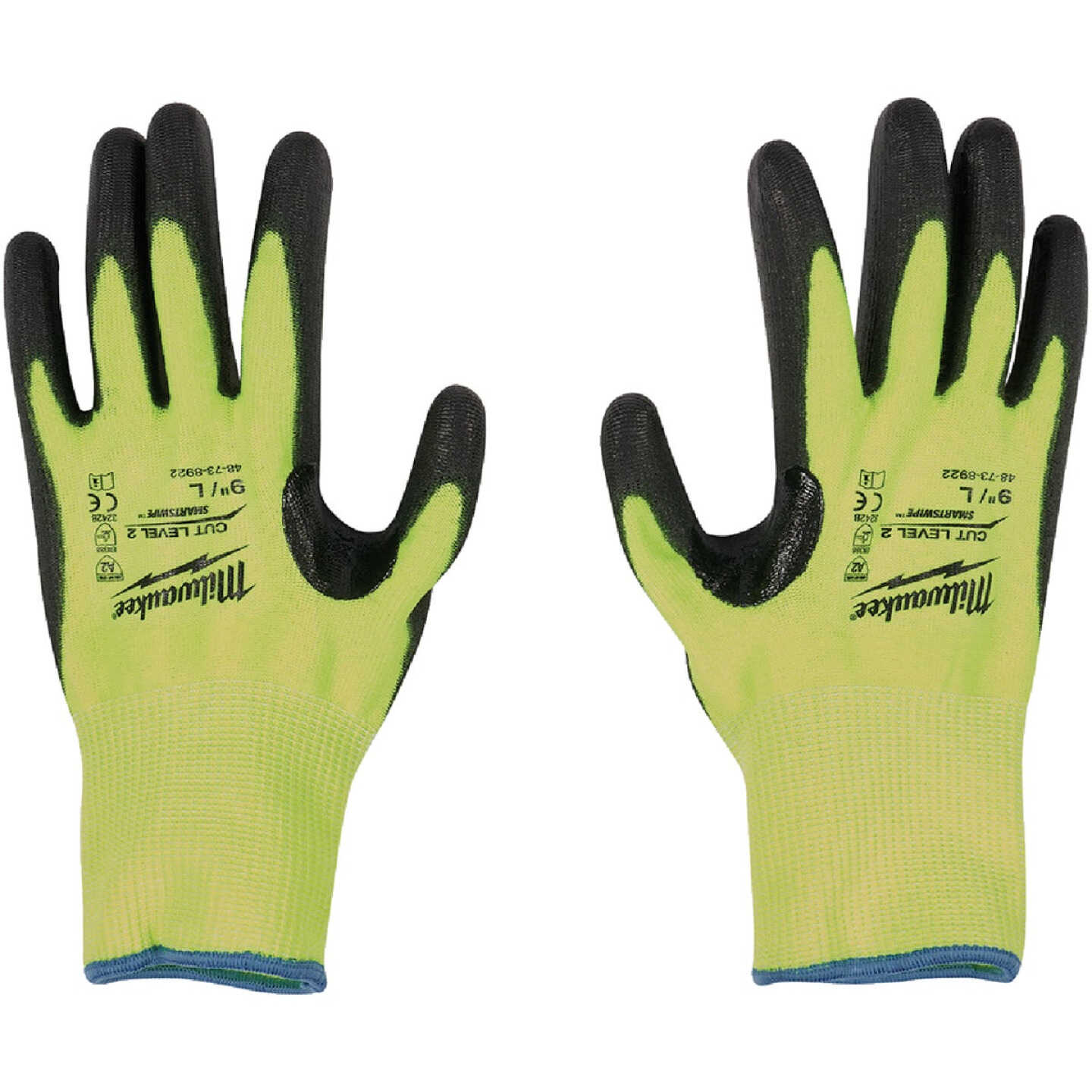 Milwaukee Unisex Medium Cut Level 2 High Vis Polyurethane Dipped Glove Image 5