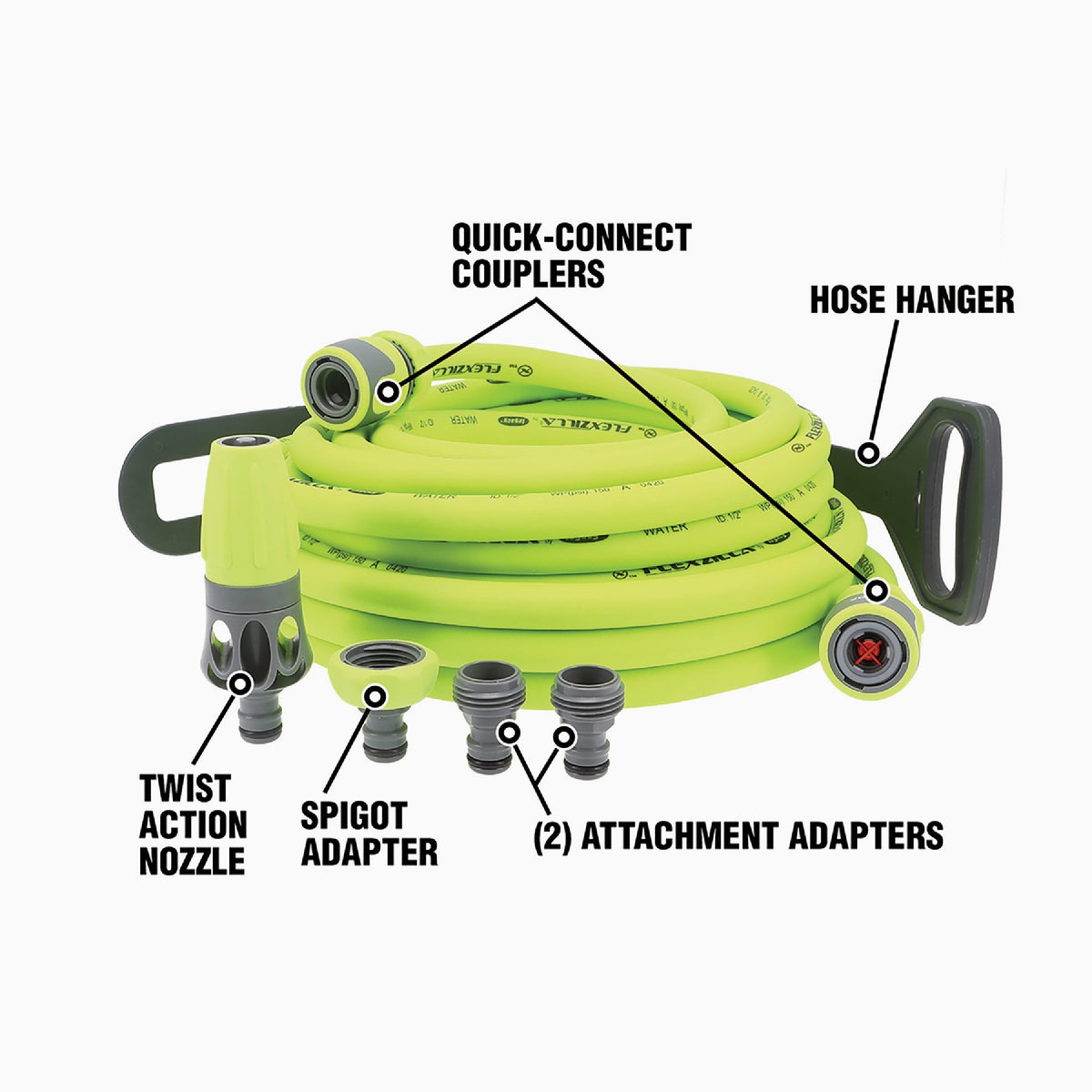 Flexzilla 1/2 In. Dia. x 50 Ft. L. Heavy Duty Garden Hose with Quick Connect Image 4