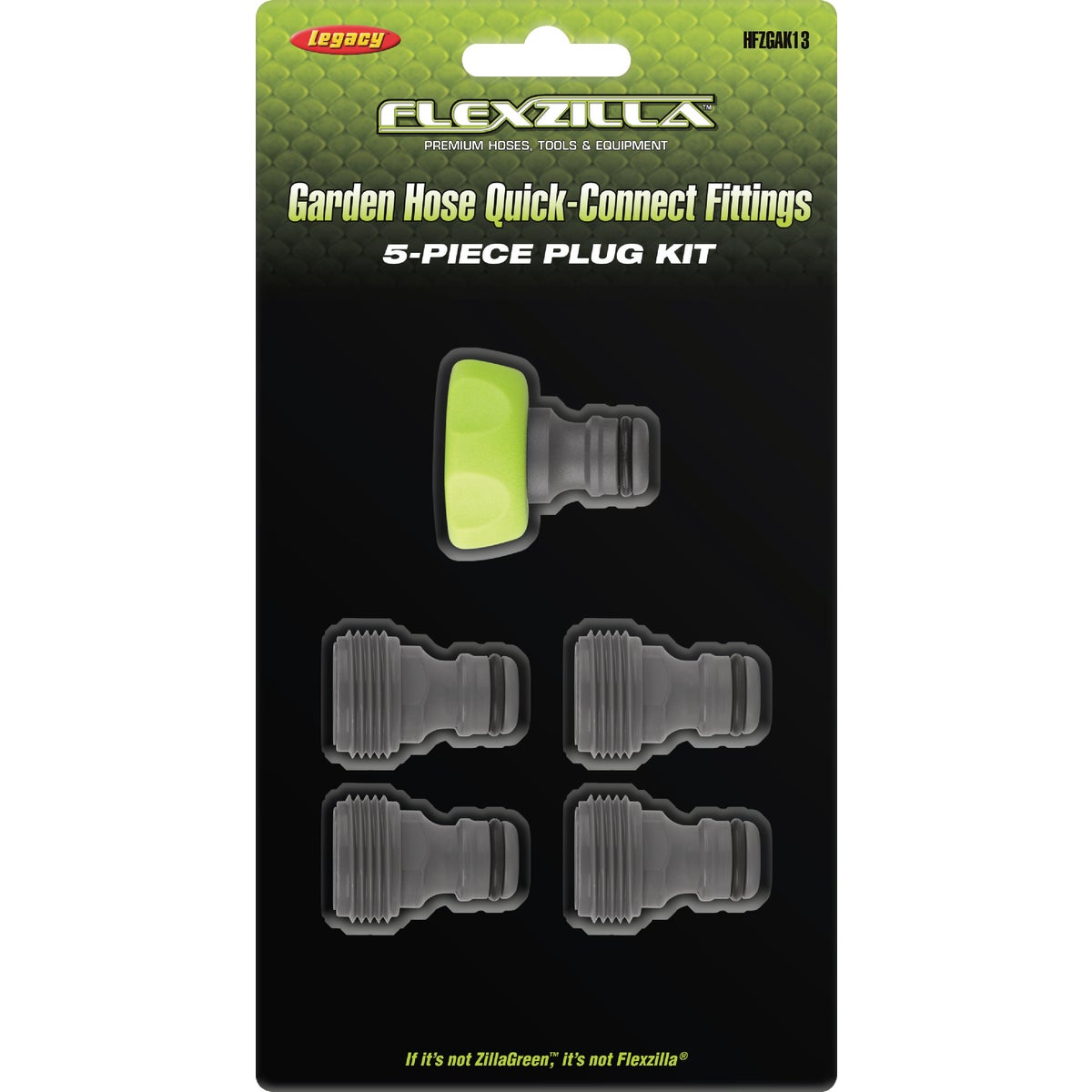 Flexzilla Standard Garden Hose Quick-Connect Fitting Plug Kit, ZillaGreen (5-Piece) Image 5