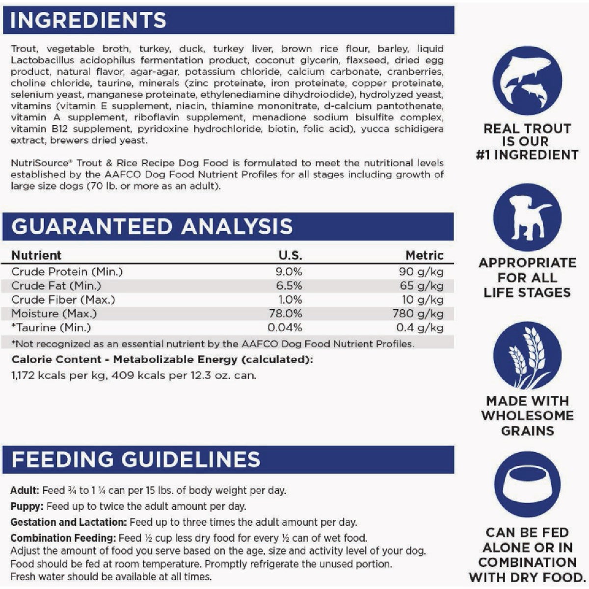 NutriSource 12.3 Oz. Trout & Rice Recipe Wet Dog Food Image 4