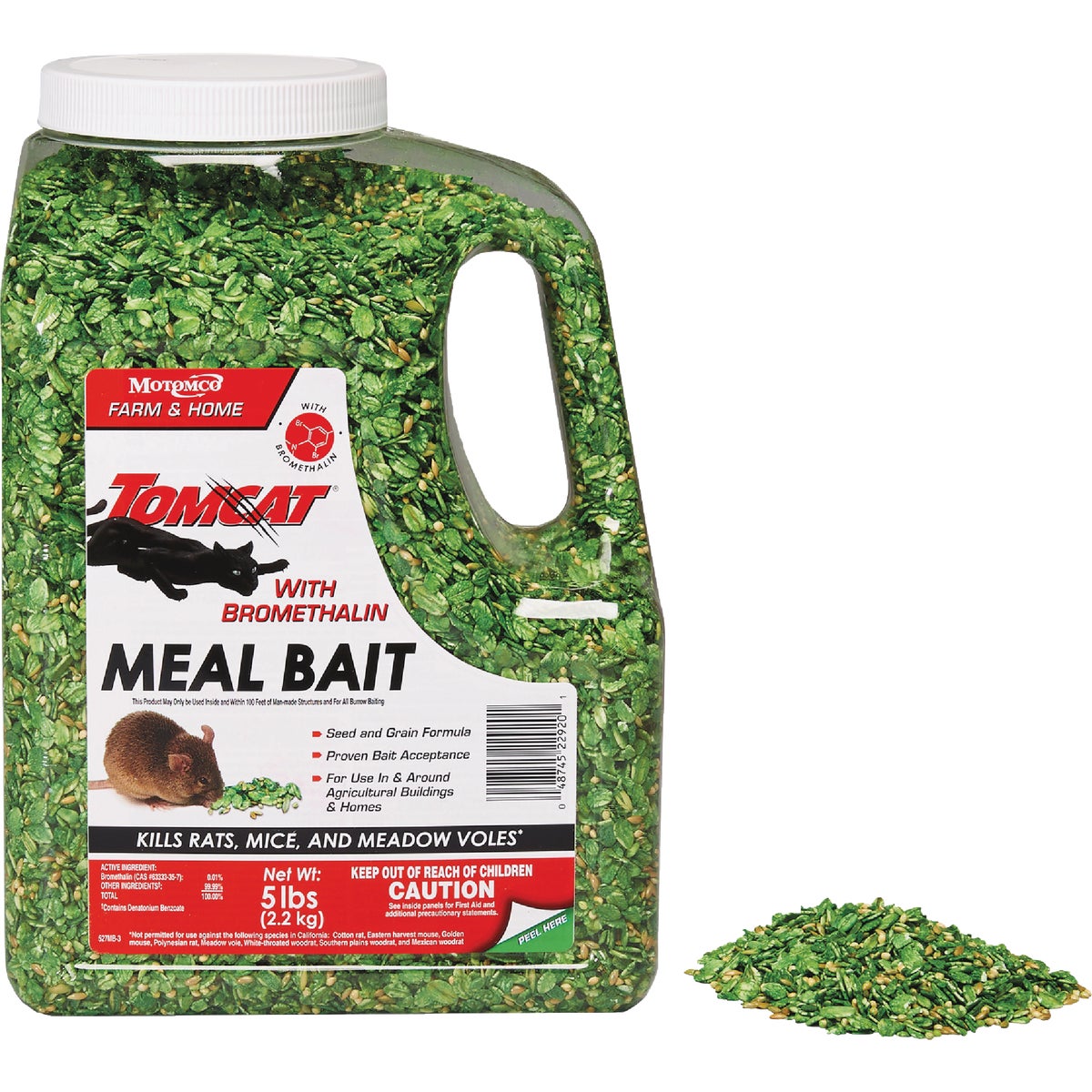 Tomcat with Bromethalin 5 Lb. Rats, Mice, & Meadow Voles Meal Bait