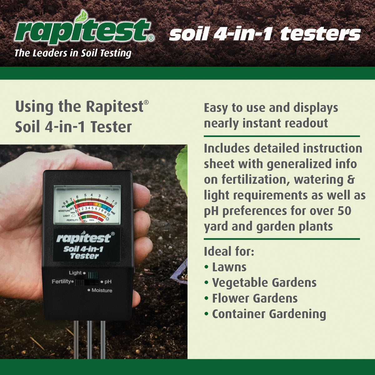 Rapitest 4-In-1 Mini Soil Tester Image 2