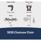 Husqvarna X-Cut 24 In. S83G Chainsaw Chain Image 3
