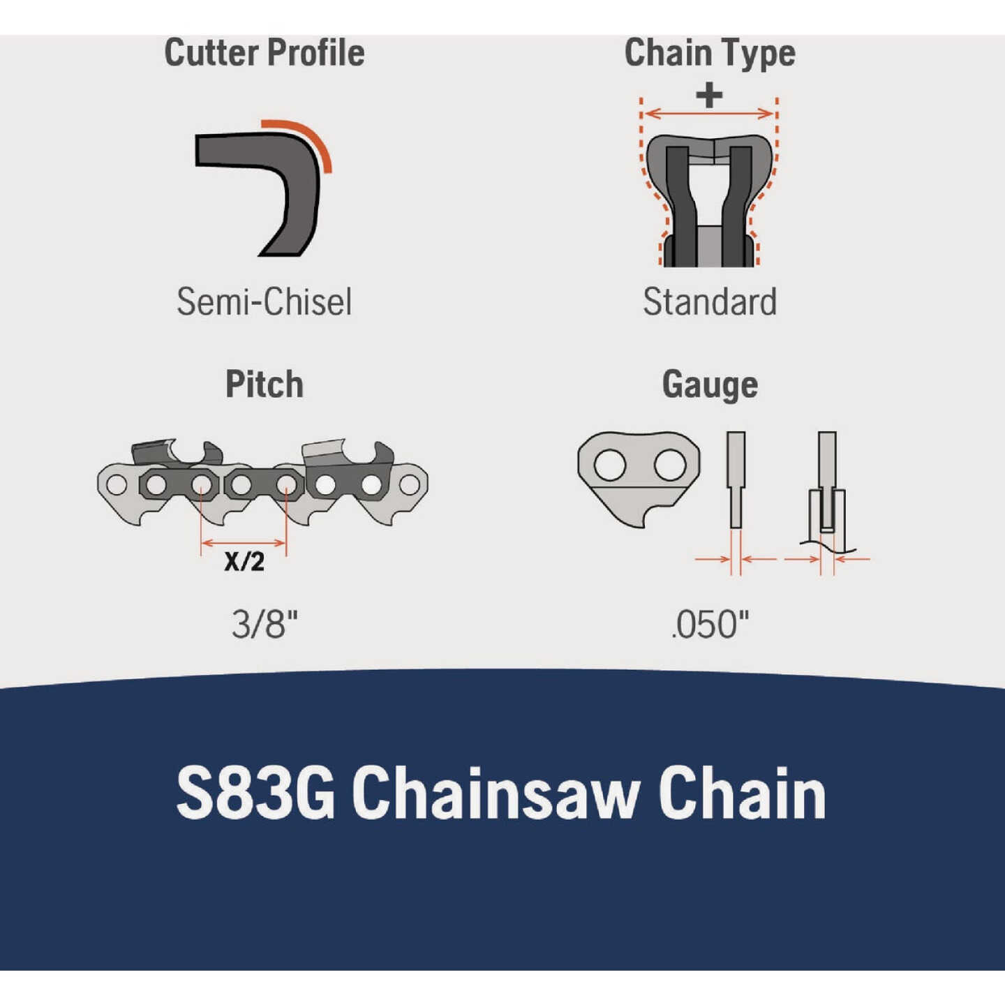 Husqvarna X-Cut 24 In. S83G Chainsaw Chain Image 3