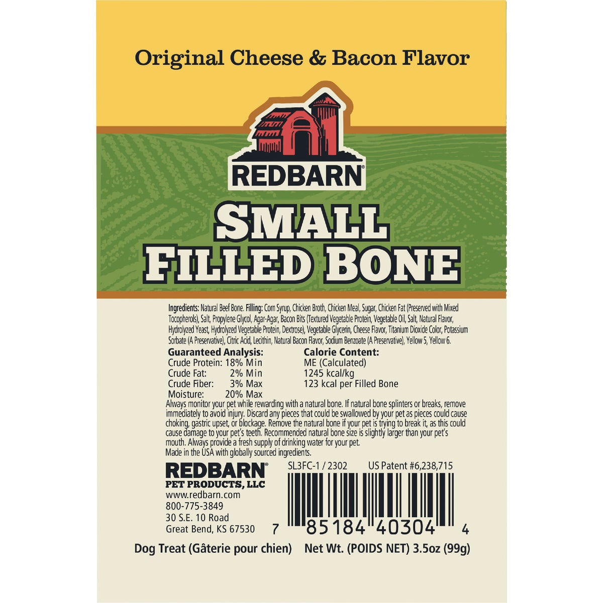 Redbarn Small Cheese & Bacon Flavor Filled Beef Bone Dog Treat Image 2