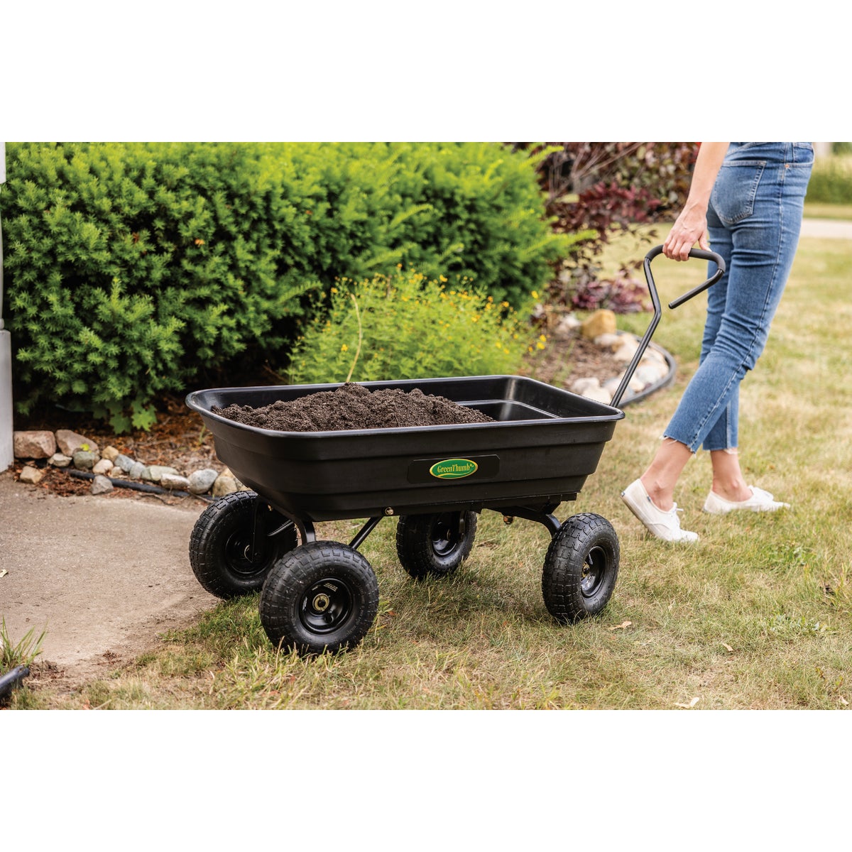 Green Thumb 4 Cu. Ft. Poly Dump Cart Image 4
