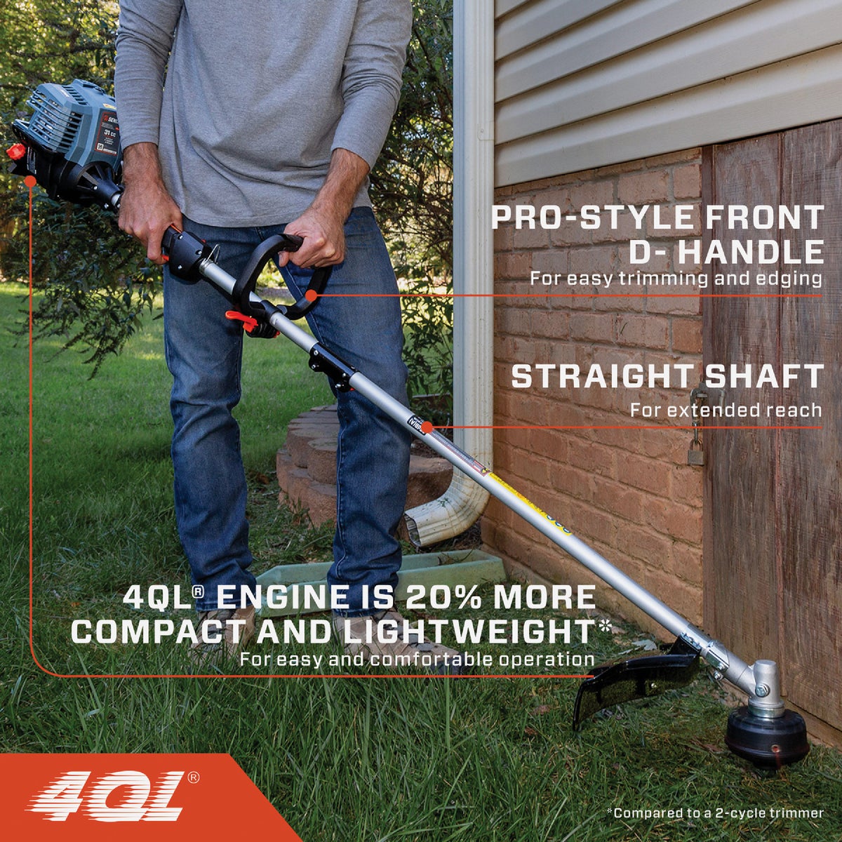 Senix 4QL 26.5cc 4-Cycle 17 In. Straight Shaft Gas Powered String Trimmer Image 3