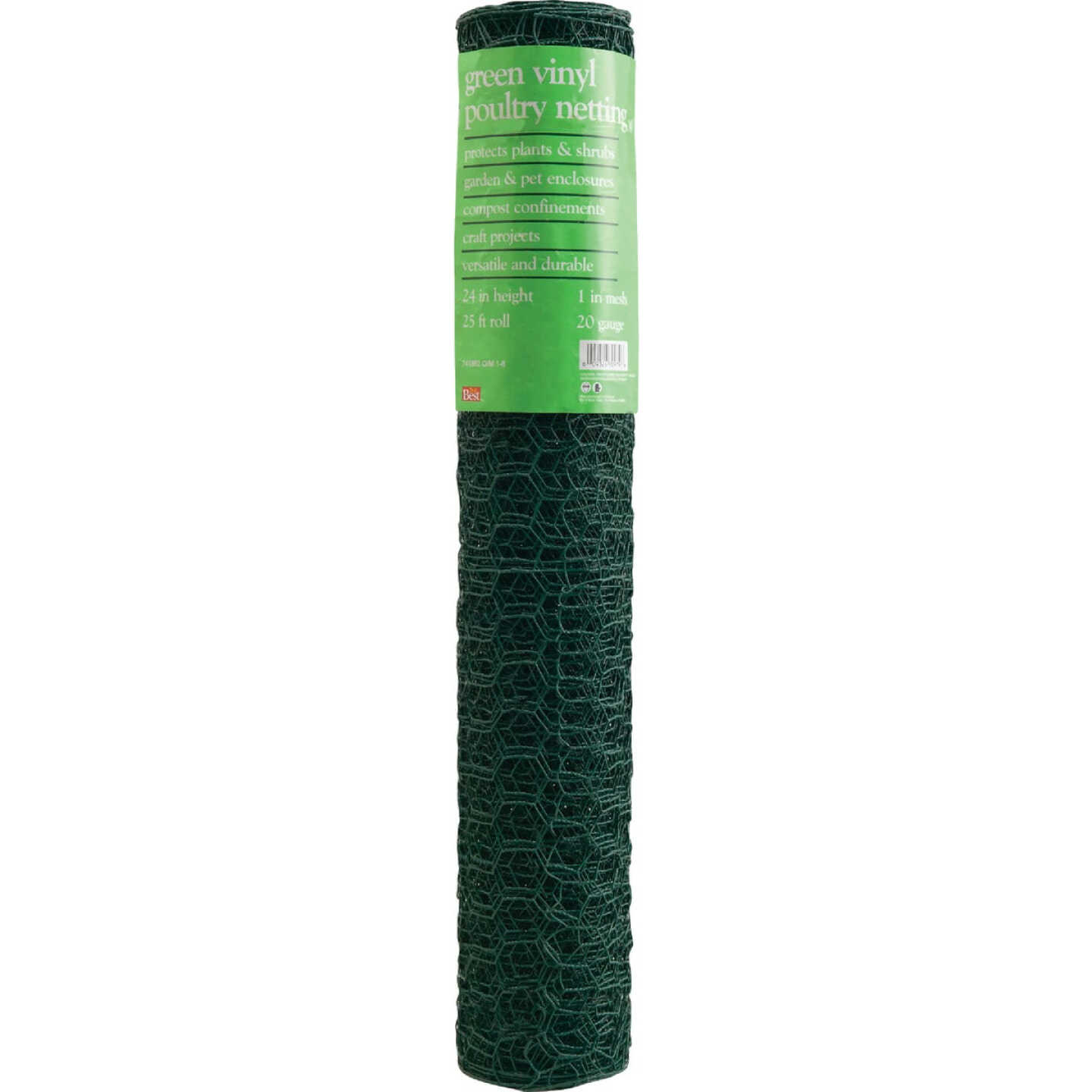 1 In. x 24 In. H. x 25 Ft. L. Green Vinyl-Coated Poultry Netting Image 2