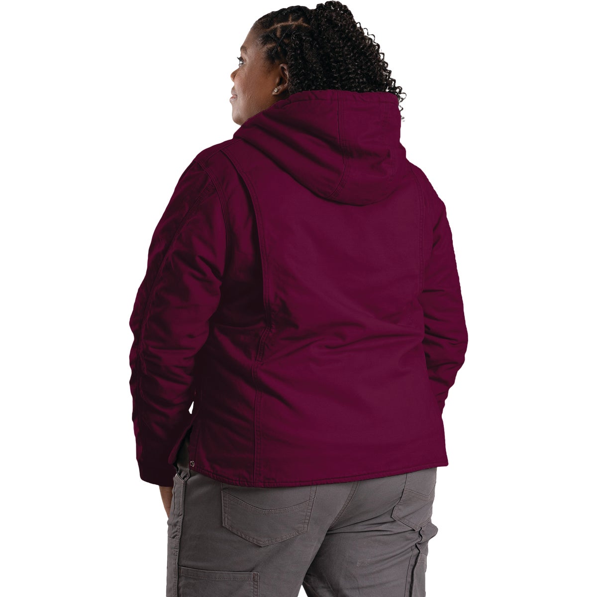 Berne Women's Small Plum Sherpa-Lined Softstone Duck Hooded Jacket Image 6