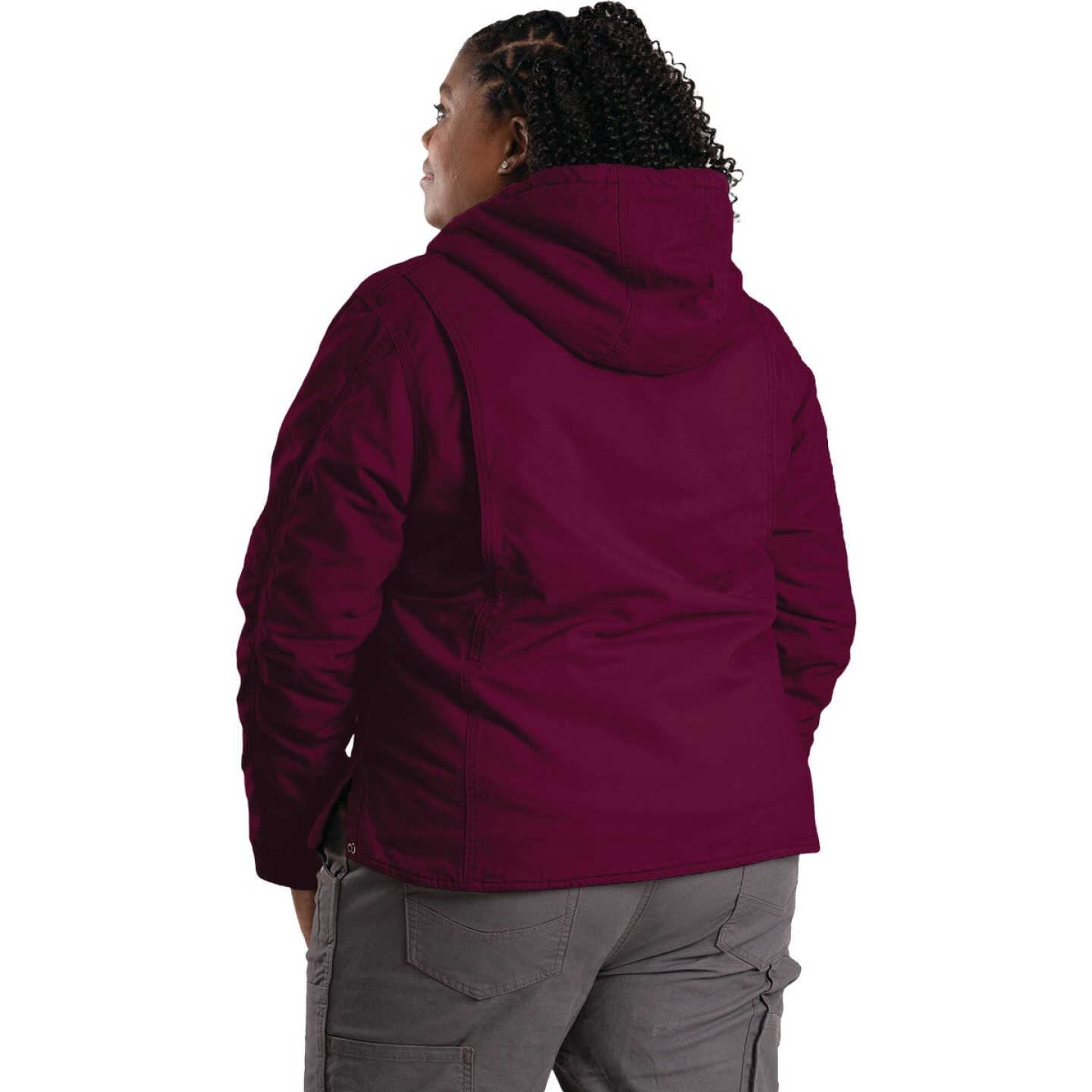 Berne Women's Small Plum Sherpa-Lined Softstone Duck Hooded Jacket Image 6