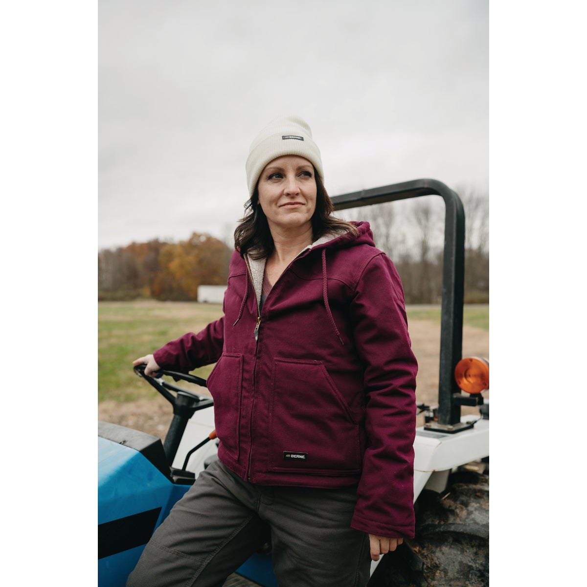 Berne Women's Small Plum Sherpa-Lined Softstone Duck Hooded Jacket Image 3