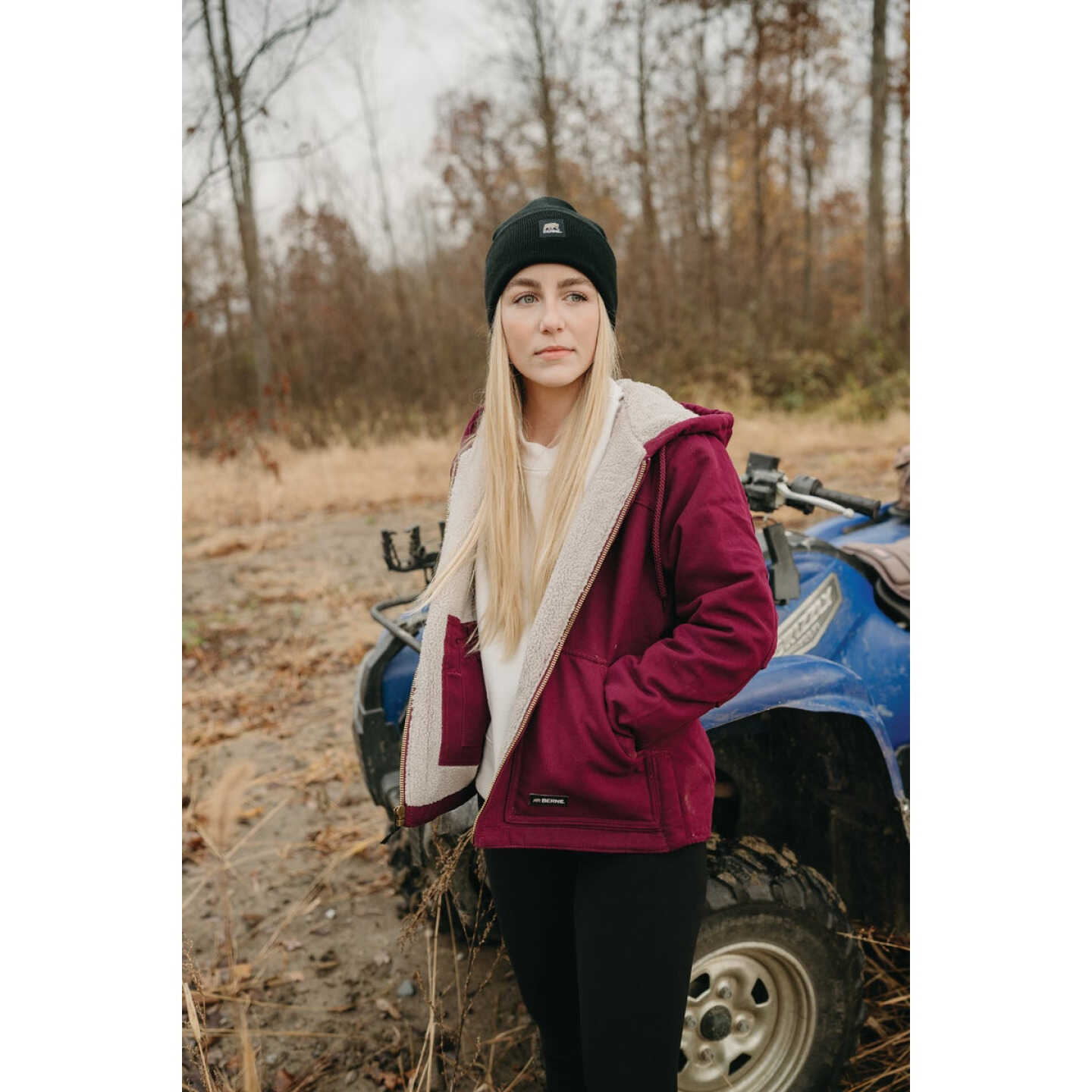 Berne Women's Medium Plum Sherpa-Lined Softstone Duck Hooded Jacket Image 5