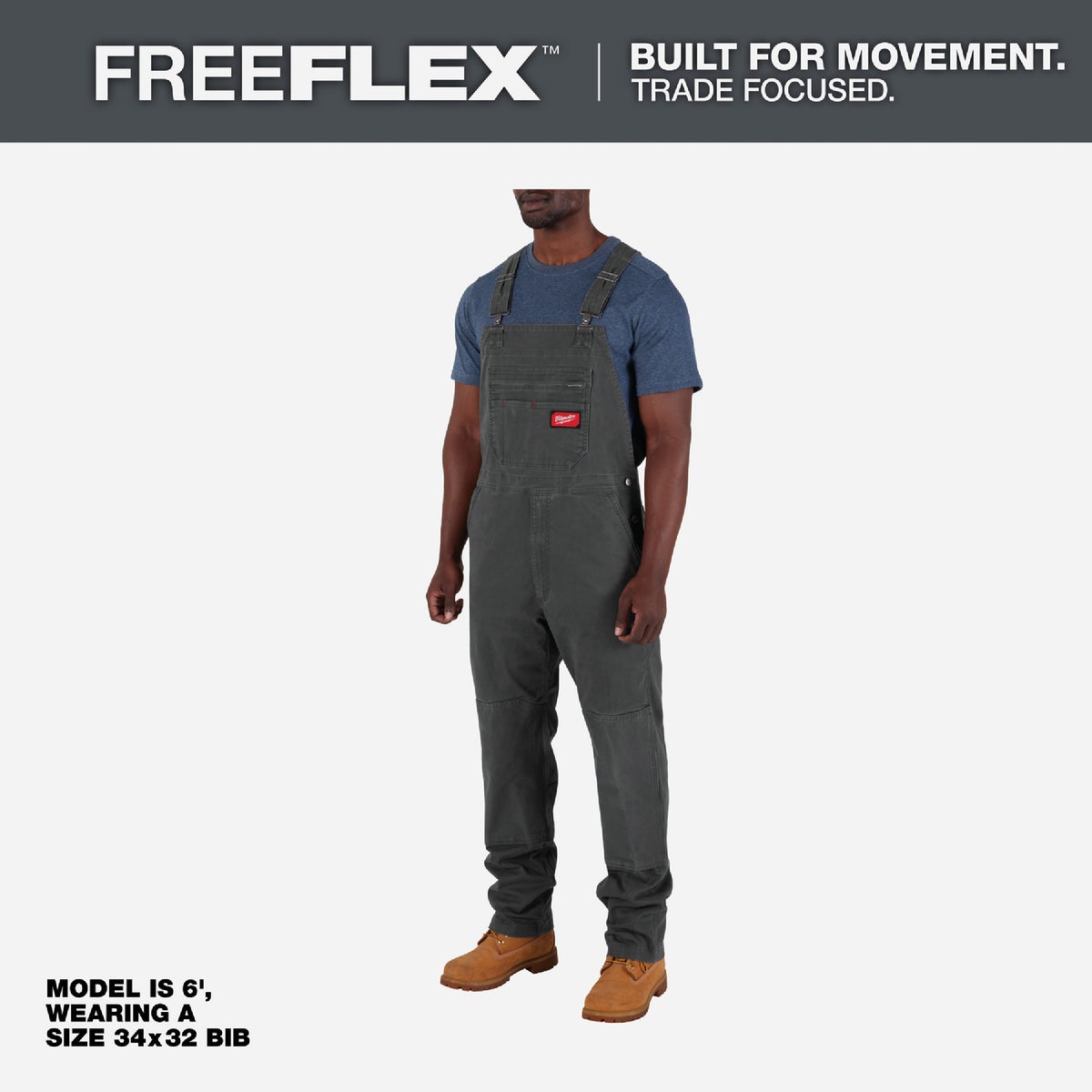 Milwaukee FREEFLEX Men's 38x30 Gray Unlined Bib Overalls Image 4