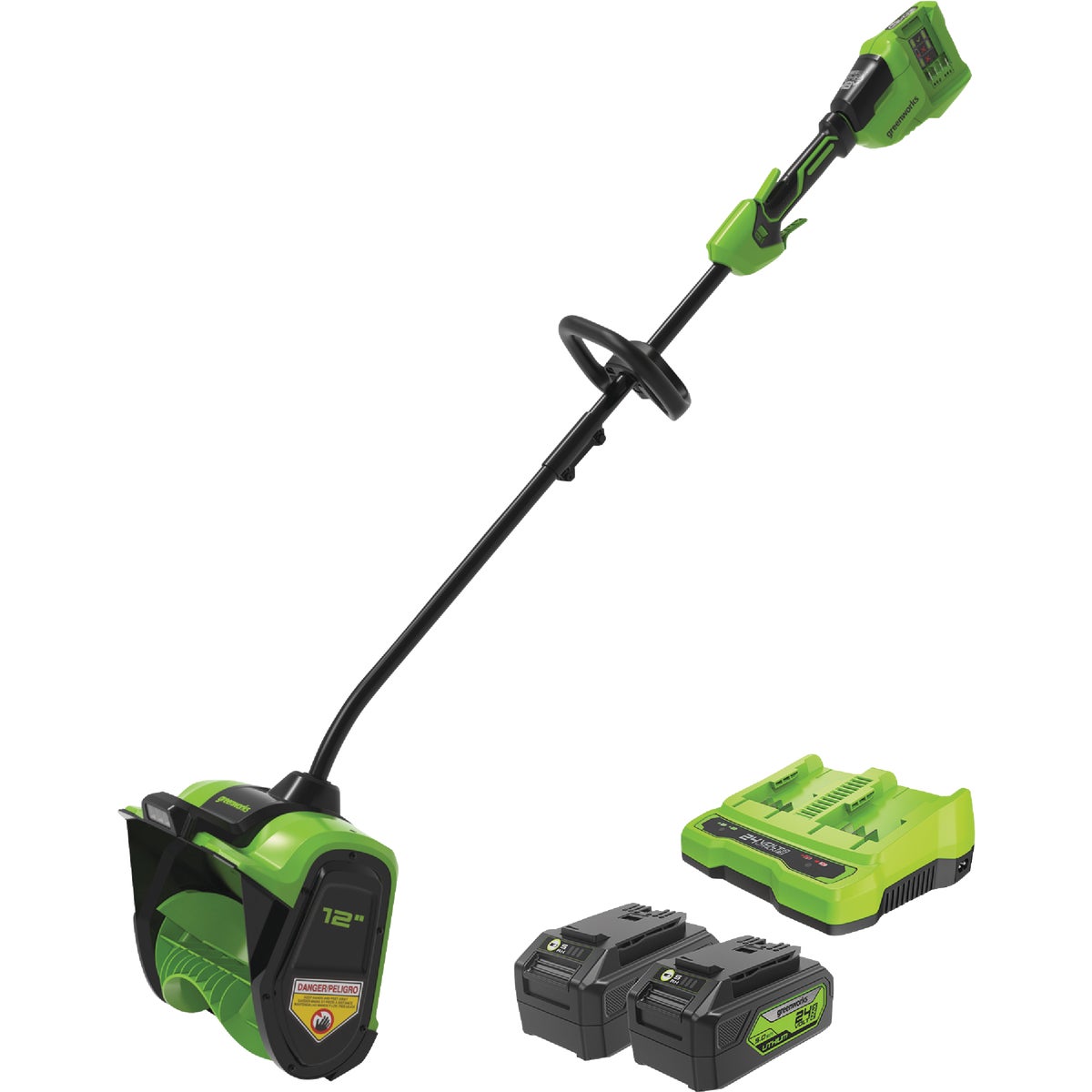 Greenworks 48V (2x24V) 12 In. Cordless Snow Shovel with (2) 4.0Ah Batteries & Dual Port Charger