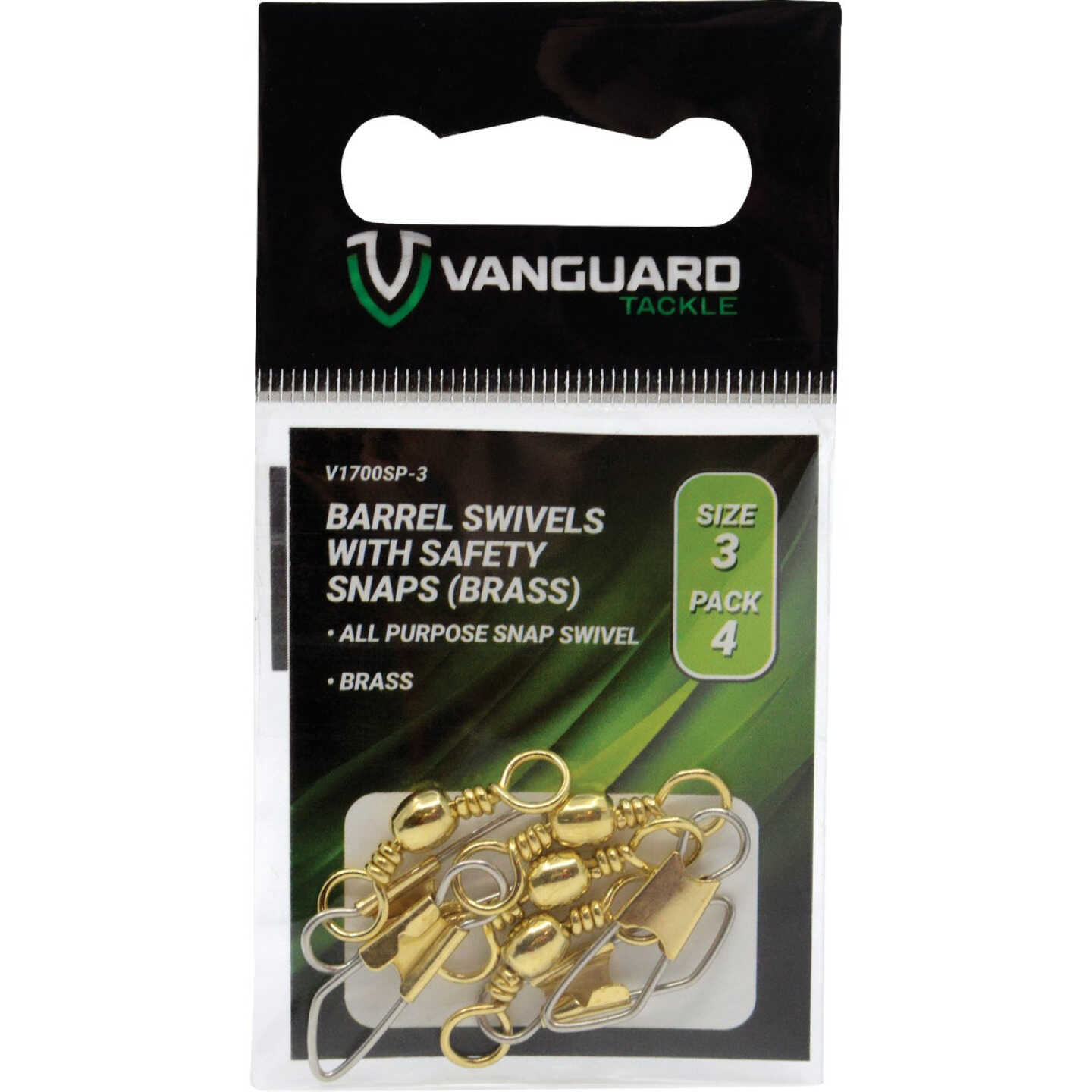 Vanguard Size 8 Brass Barrel Swivel with Safety Snaps (8-Pack) Image 1